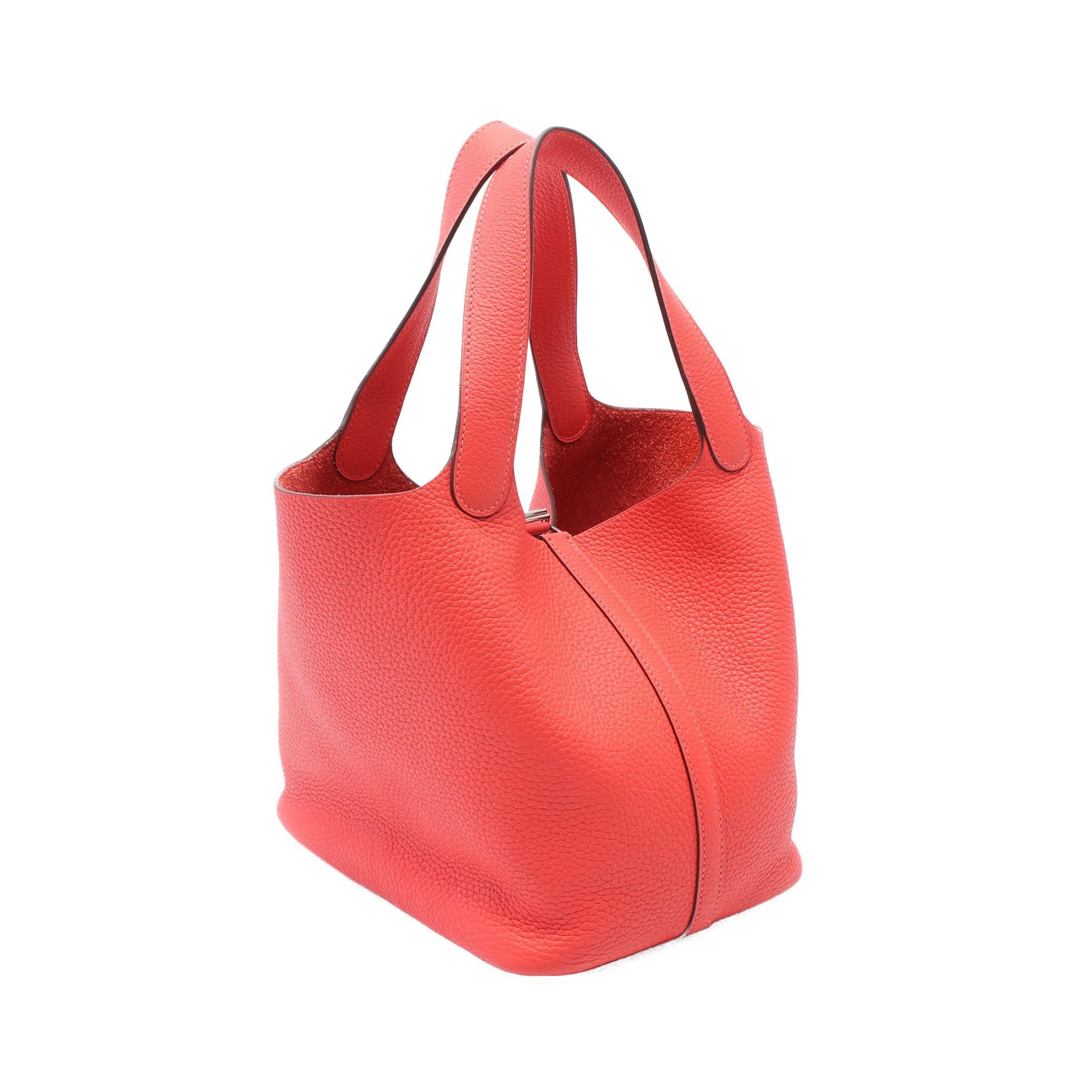 Hermes Hermes Picotane Lock Mm Rouge Pivoine Handbag Clemence Leather Pink Red Silver Hardware D Stamp Size ONE SIZE - 2 Thumbnail