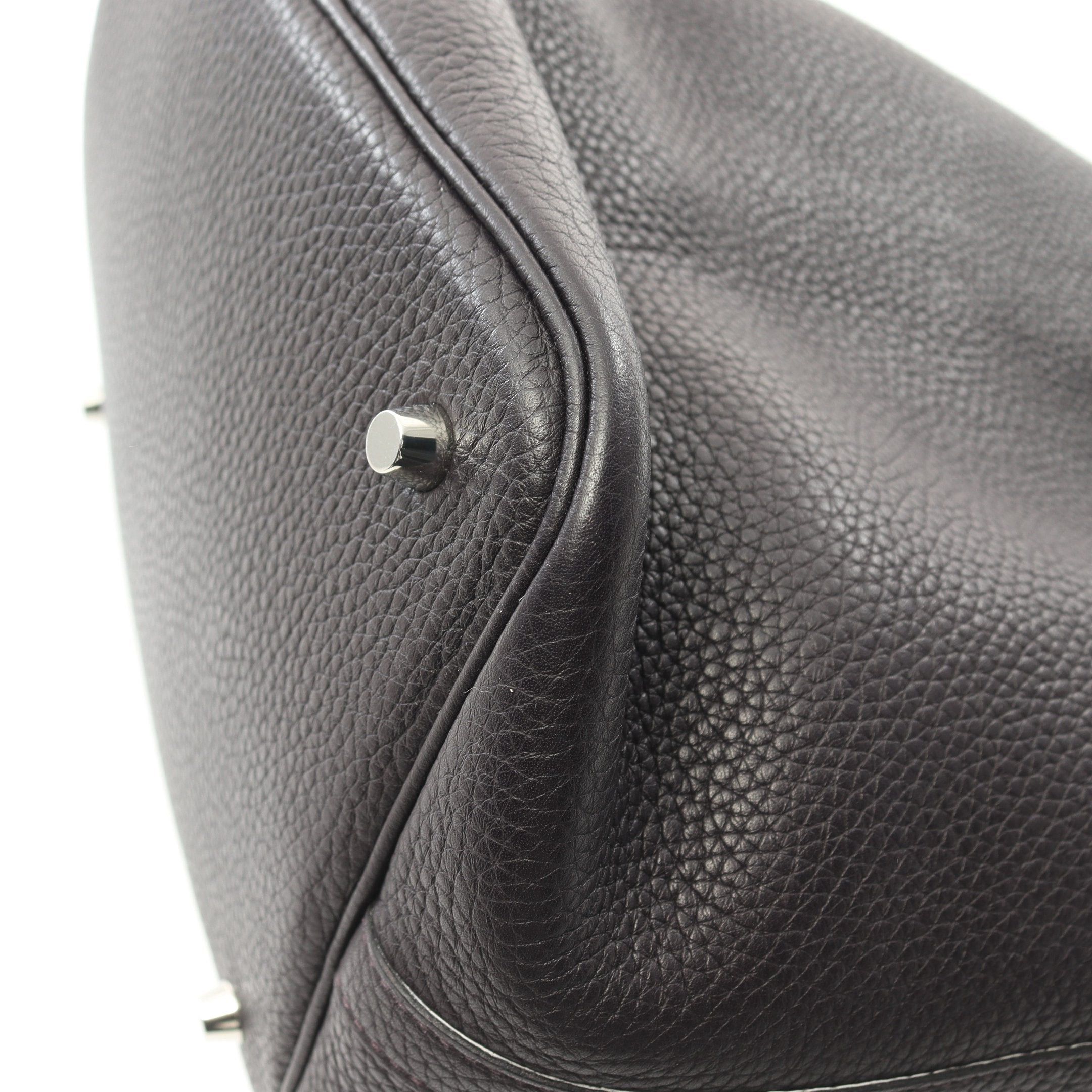 Hermes Hermes Picotane Lock Mm Leysin Handbag Clemence Leather Dark Purple Silver Hardware T Stamp Size ONE SIZE - 7 Thumbnail