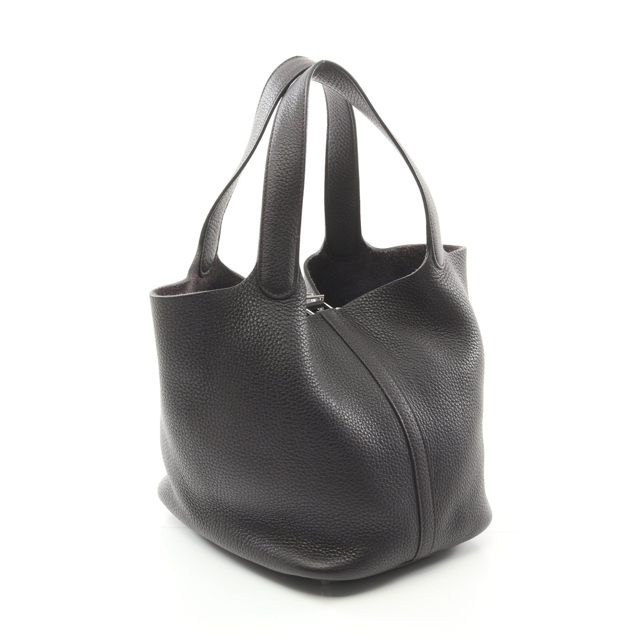 Hermes Hermes Picotane Lock Mm Leysin Handbag Clemence Leather Dark Purple Silver Hardware T Stamp Size ONE SIZE - 2 Thumbnail