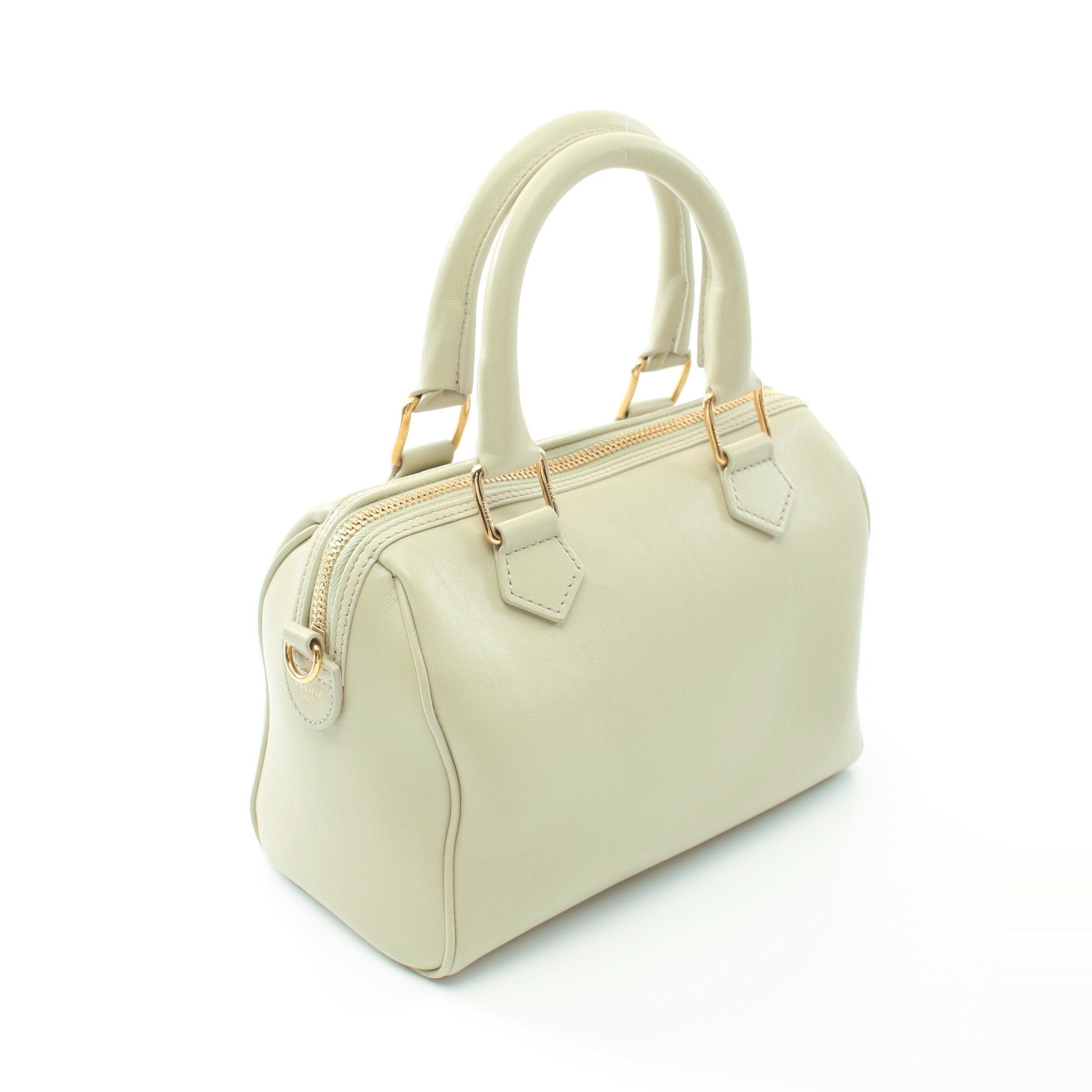 Celine Celine Small Boston Cuill Triomphe Handbag Mini Bag Leather Light Green Size ONE SIZE - 2 Thumbnail