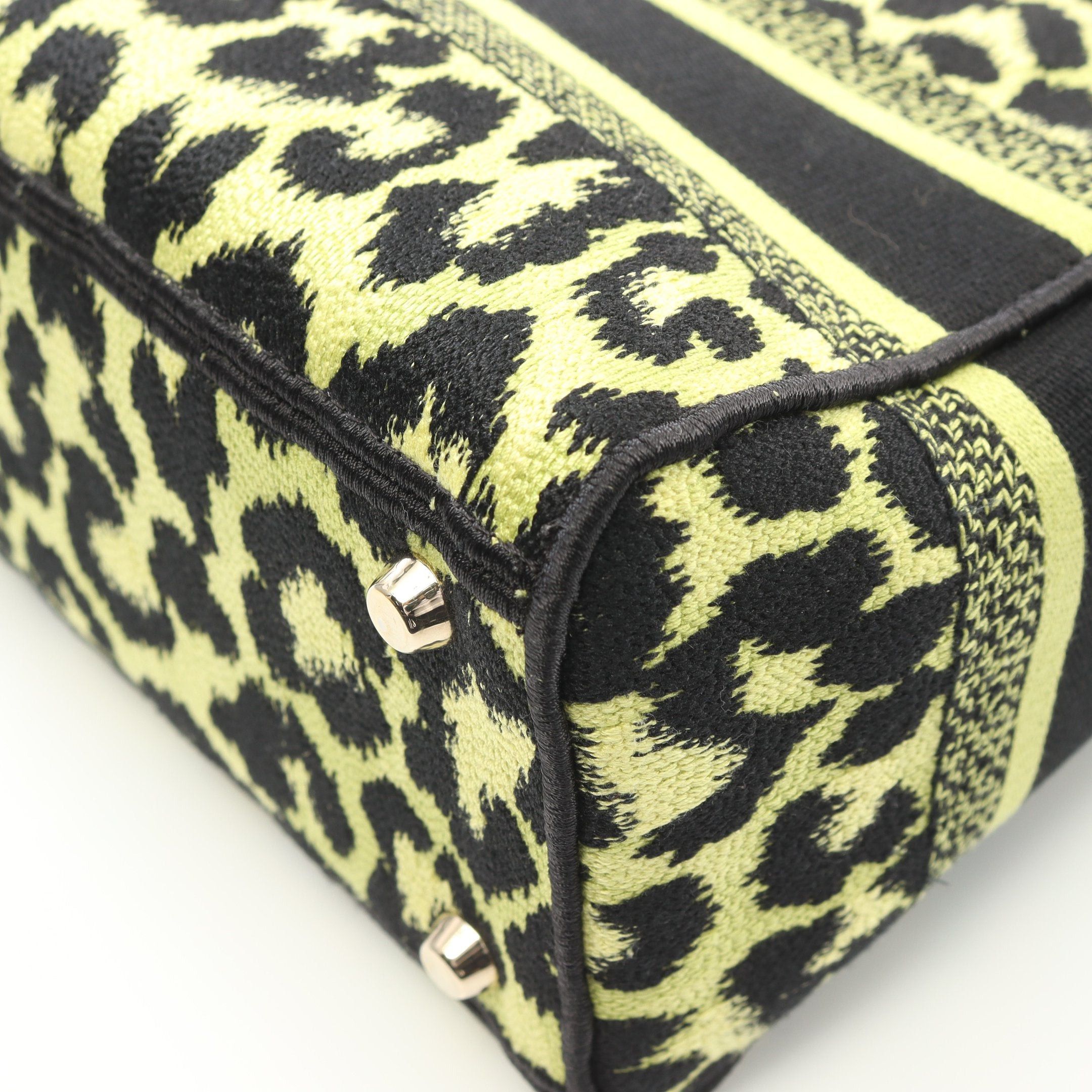 Dior Dior Lady Medium Handbag Leopard Canvas Yellow-Green Black Size ONE SIZE - 6 Thumbnail