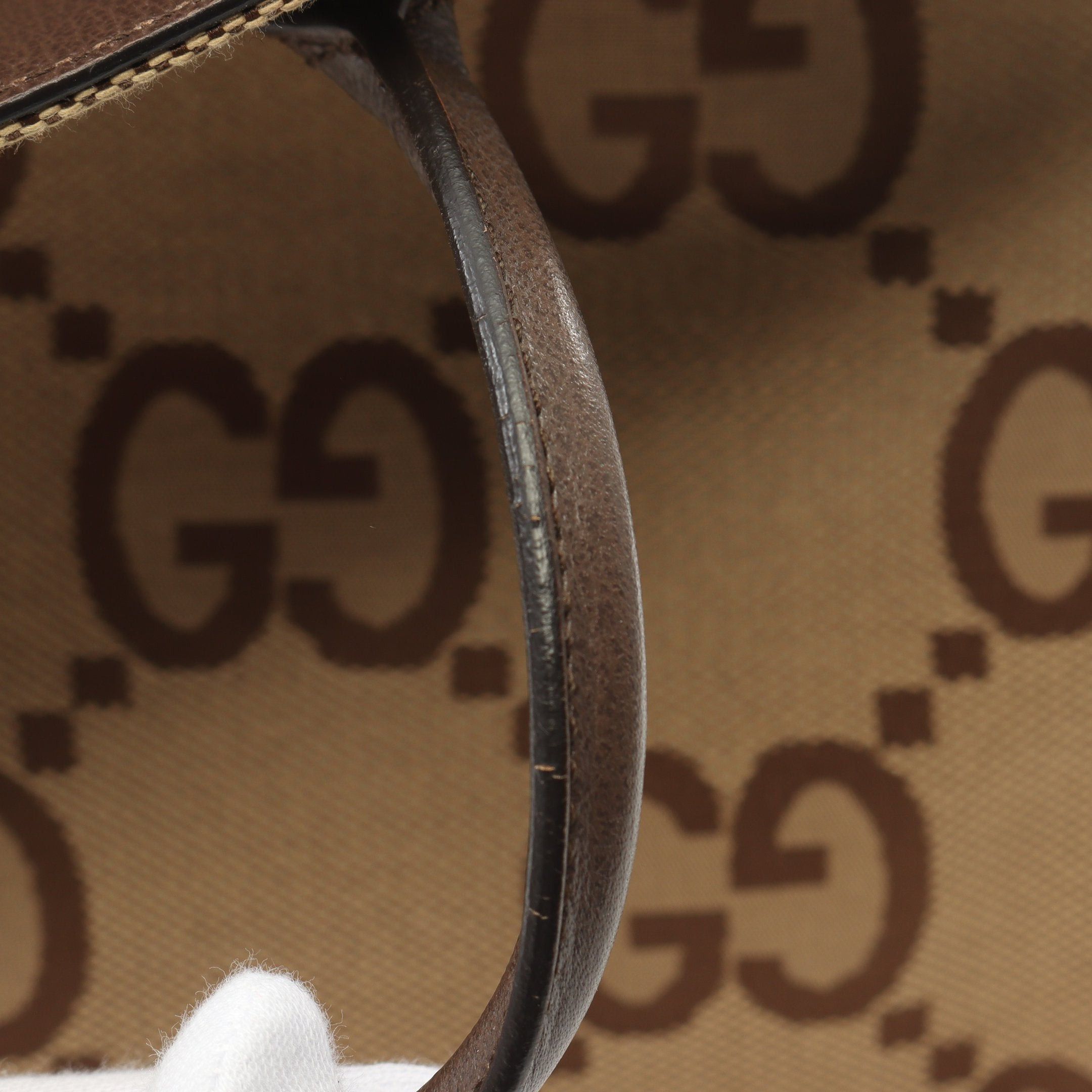 Gucci Gucci Jumbo Gg Handbag Tote Bag Canvas Leather Beige Dark Brown Size ONE SIZE - 7 Thumbnail