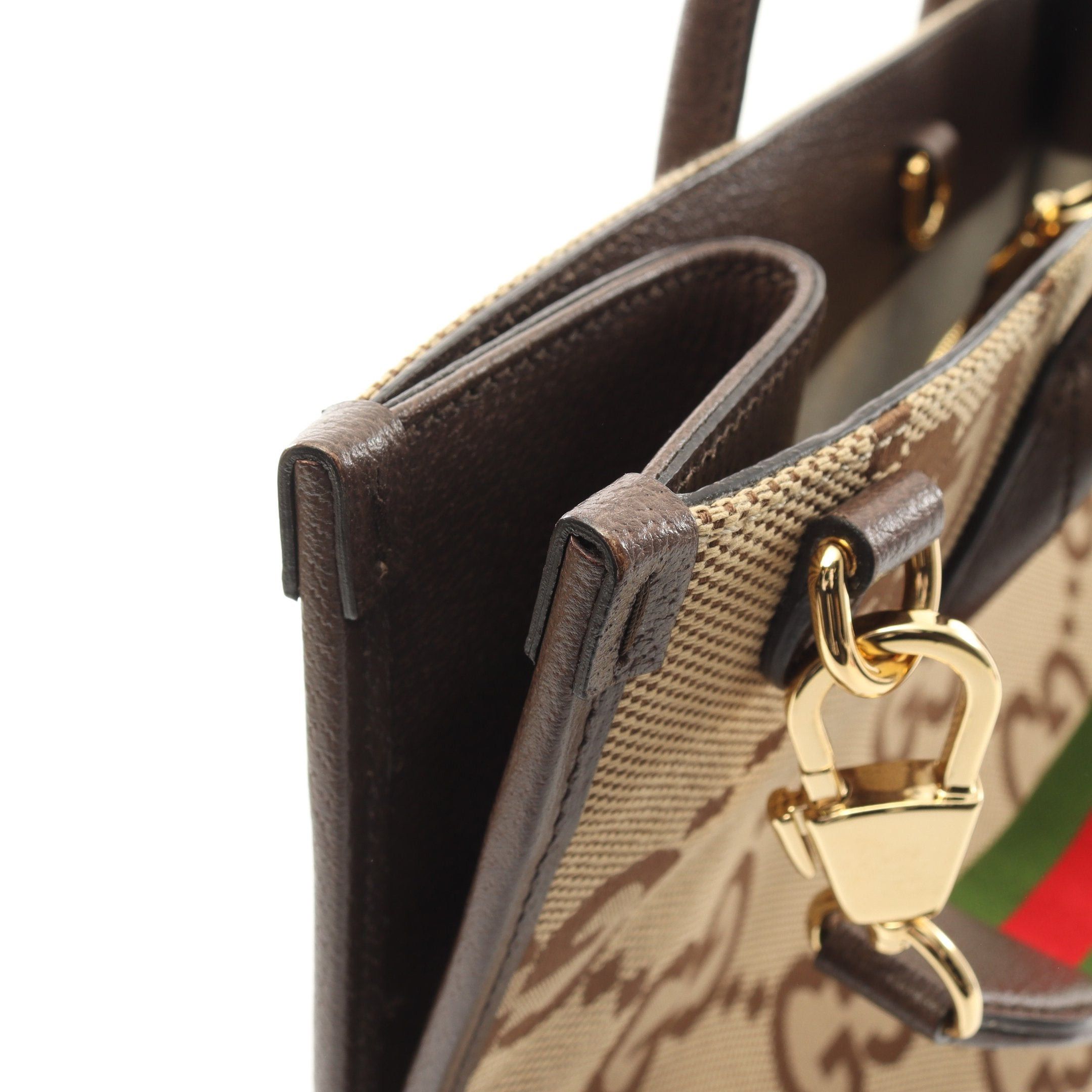 Gucci Gucci Jumbo Gg Handbag Tote Bag Canvas Leather Beige Dark Brown Size ONE SIZE - 8 Thumbnail