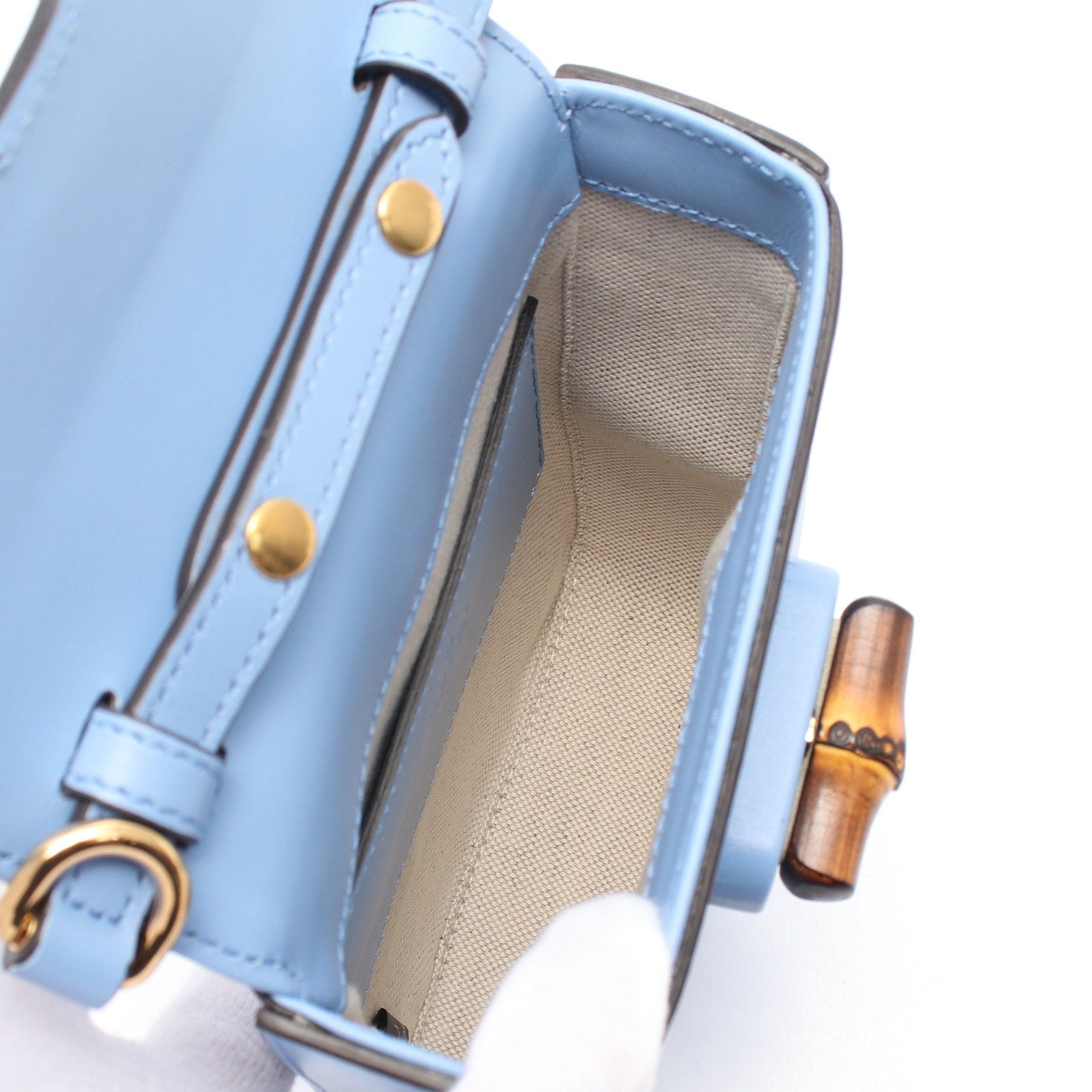 Gucci Gucci Bamboo Handbag Leather Blue 3Way Size ONE SIZE - 3 Thumbnail