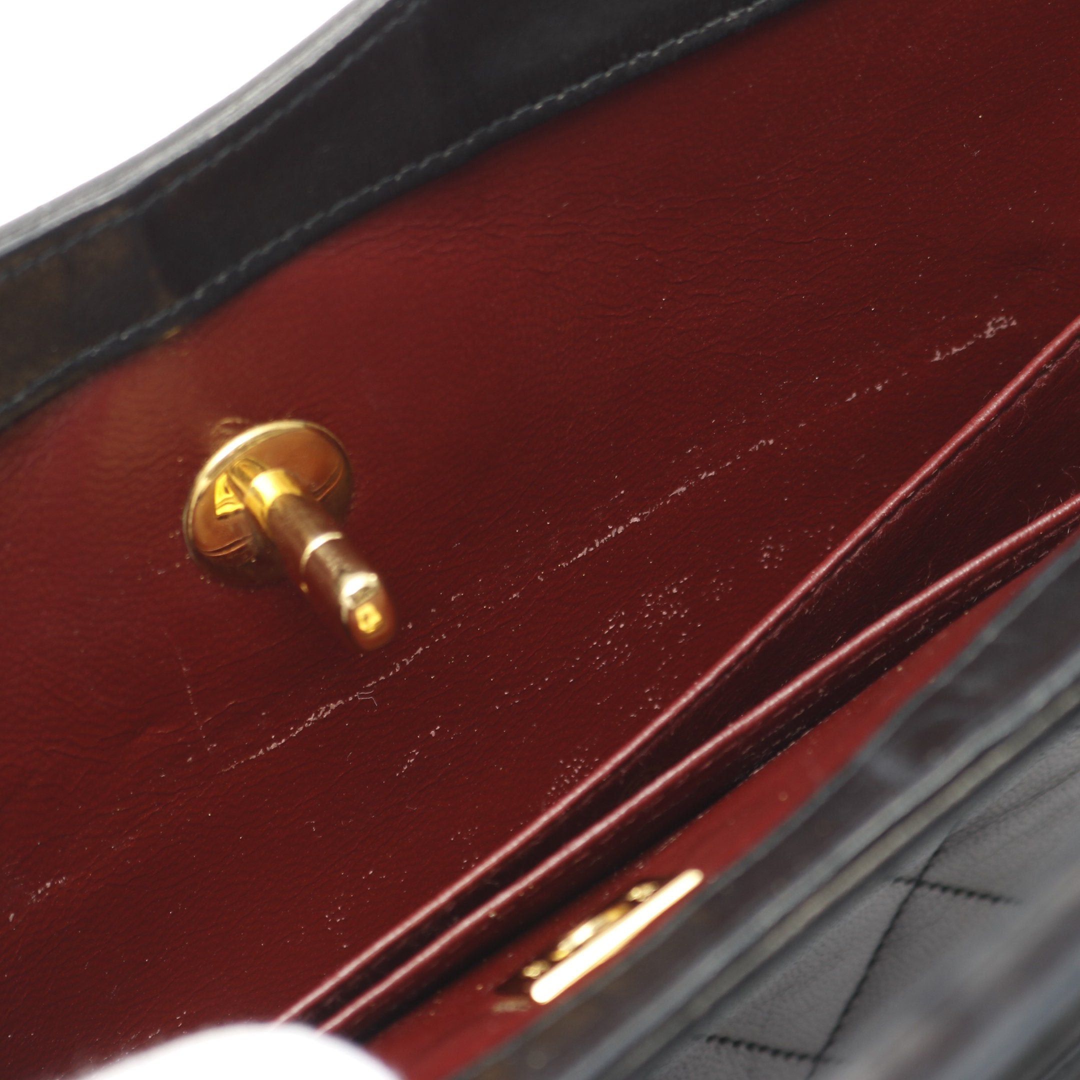 Chanel Chanel Matelasse Handbag Turn Lock Lambskin Black Gold Hardware Size ONE SIZE - 9 Thumbnail
