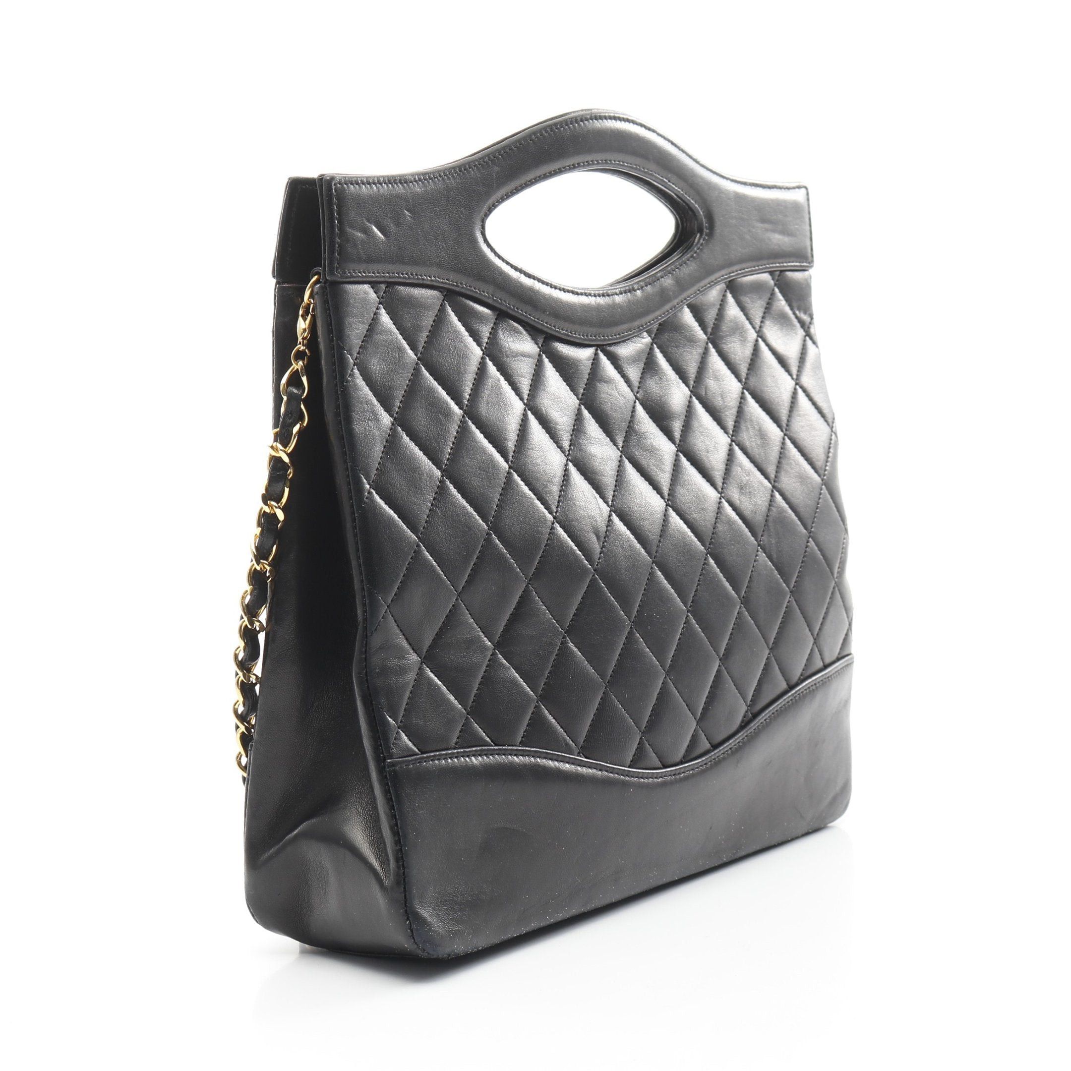 Chanel Chanel Matelasse Handbag Turn Lock Lambskin Black Gold Hardware Size ONE SIZE - 2 Thumbnail
