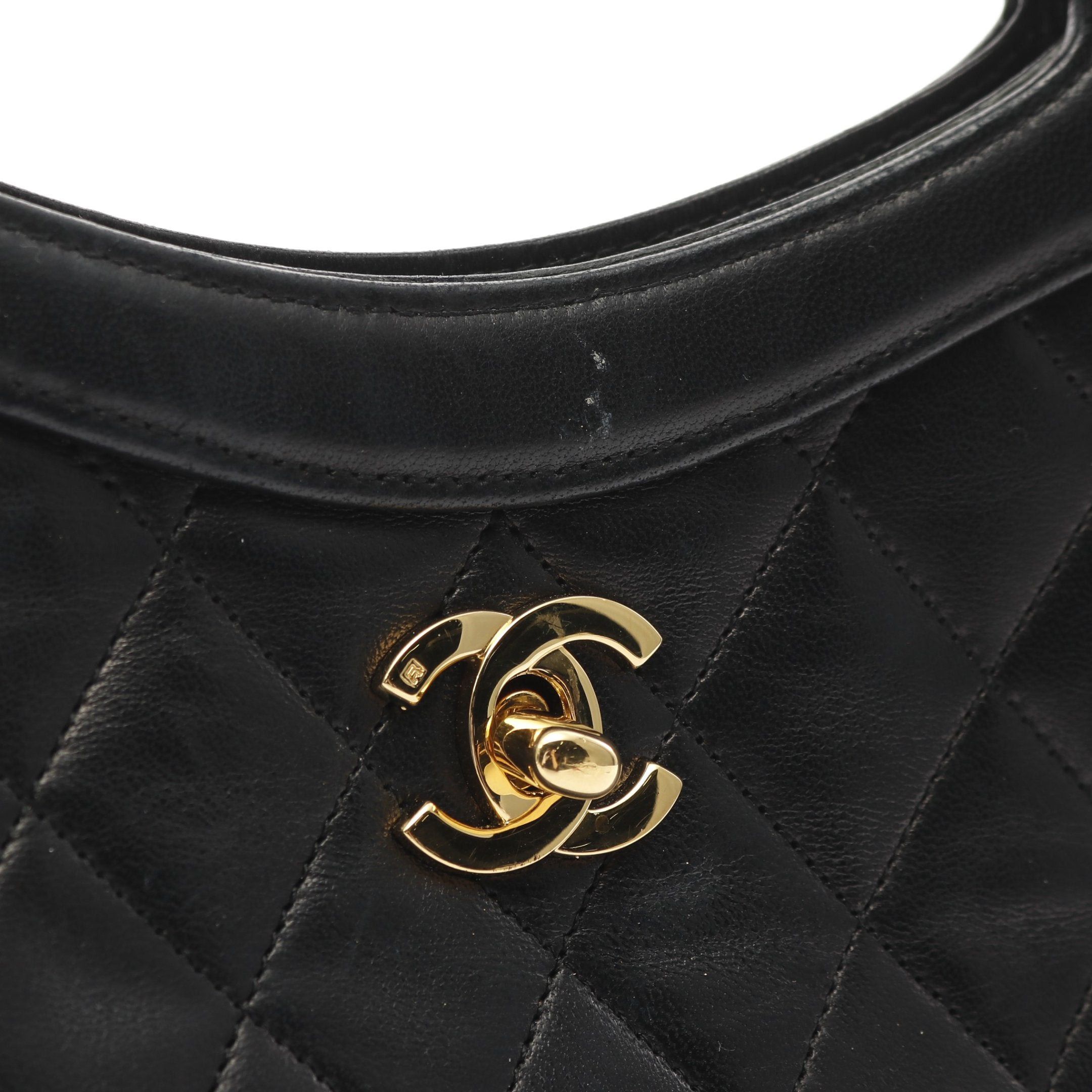 Chanel Chanel Matelasse Handbag Turn Lock Lambskin Black Gold Hardware Size ONE SIZE - 11 Thumbnail