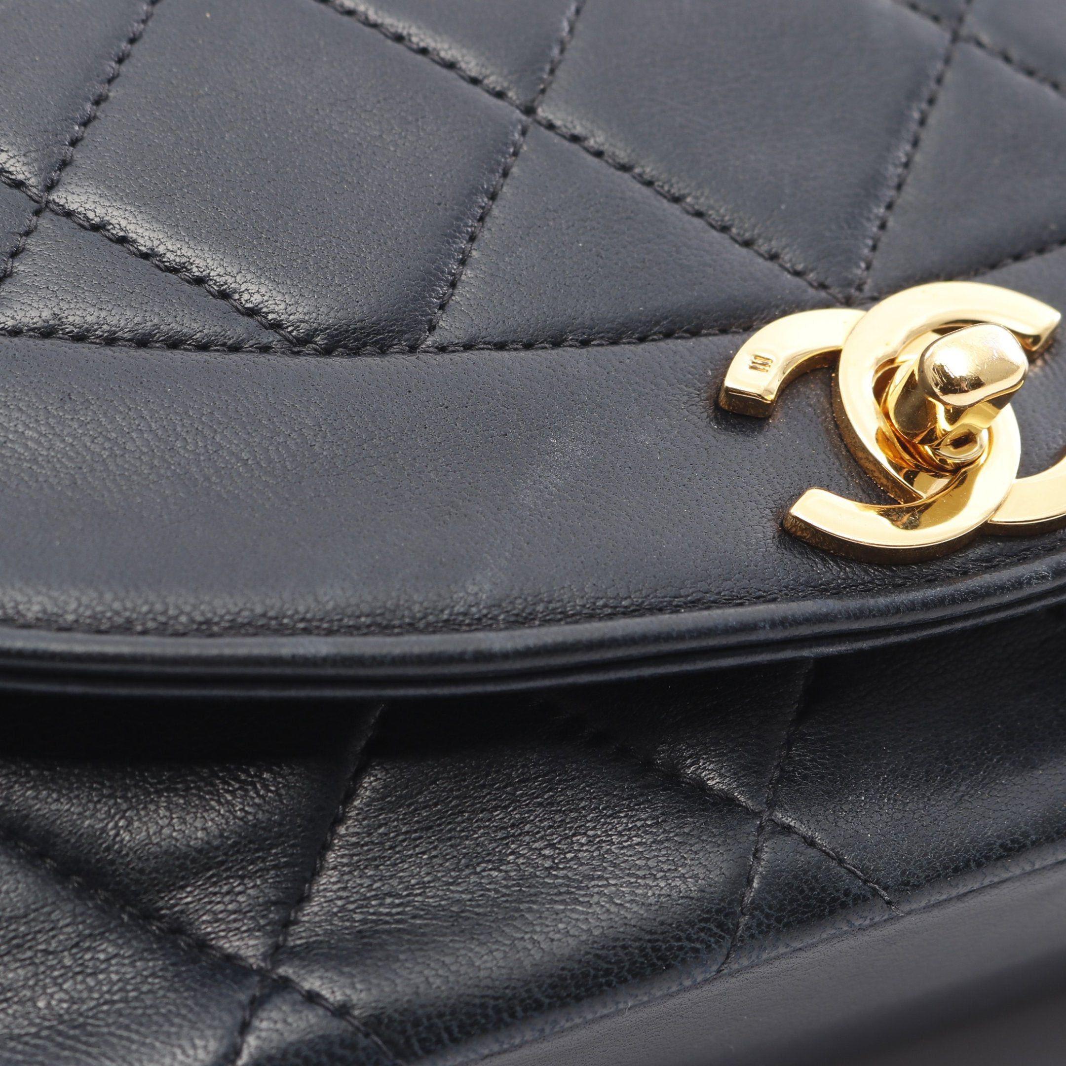 Chanel Chanel Matelasse Diana Flap Chain Shoulder Bag Lambskin Black Gold Hardware Size ONE SIZE - 8 Thumbnail