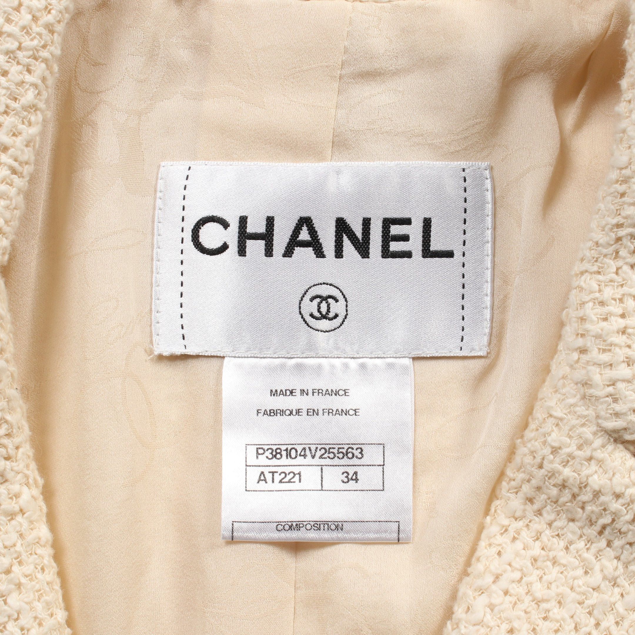 Chanel Chanel Tweed Jacket Cotton Nylon Ivory Side Slit Size ONE SIZE - 3 Thumbnail