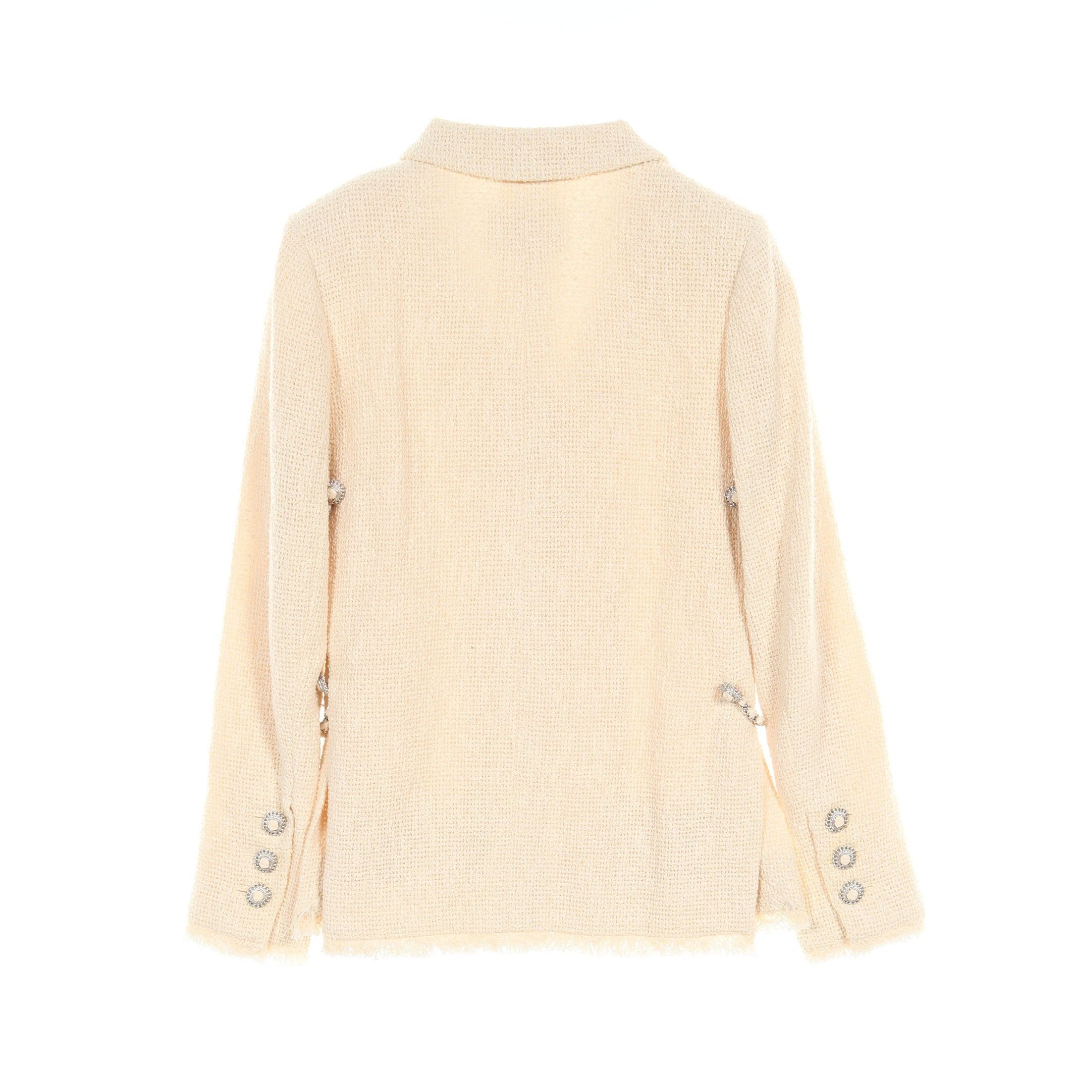 Chanel Chanel Tweed Jacket Cotton Nylon Ivory Side Slit Size ONE SIZE - 2 Thumbnail