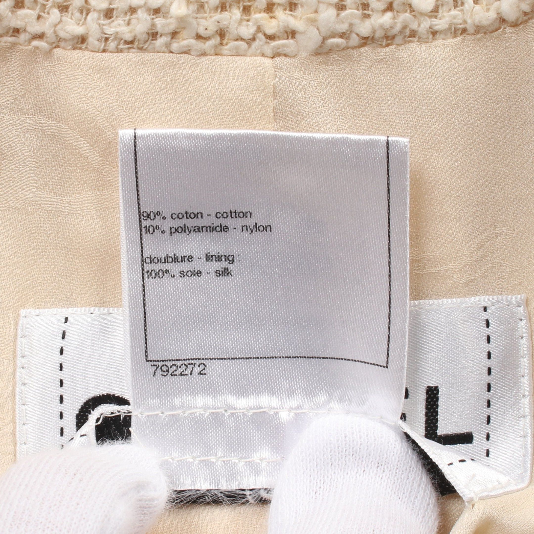 Chanel Chanel Tweed Jacket Cotton Nylon Ivory Side Slit Size ONE SIZE - 4 Thumbnail