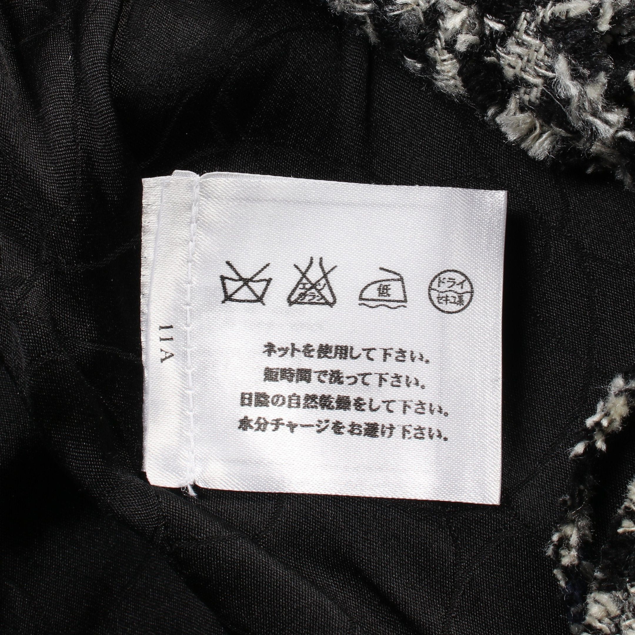Chanel Chanel Tweed Skirt Suit Set Up Houndstooth Silk Linen Wool Off White Black Navy Fringe 07A Size ONE SIZE - 6 Thumbnail