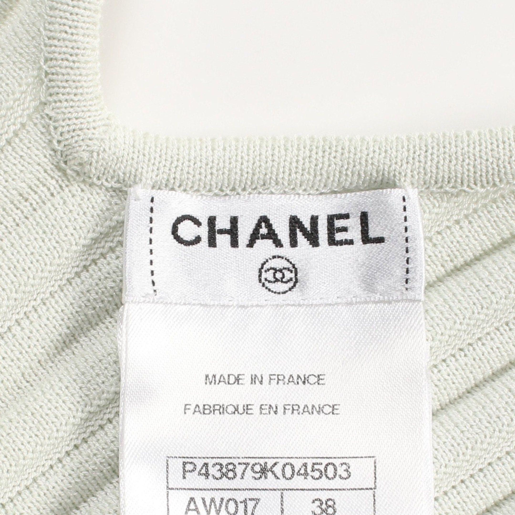 Chanel Chanel Coco Mark Pearl Button Camisole Knit Dress Cotton Rayon Light Green Size ONE SIZE - 3 Thumbnail