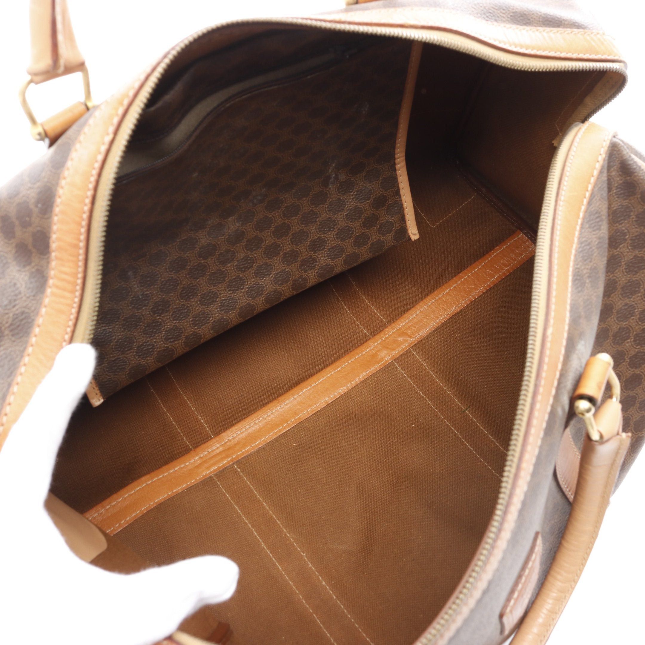 Celine Celine Macadam Boston Bag Leather Dark Brown Size ONE SIZE - 3 Thumbnail