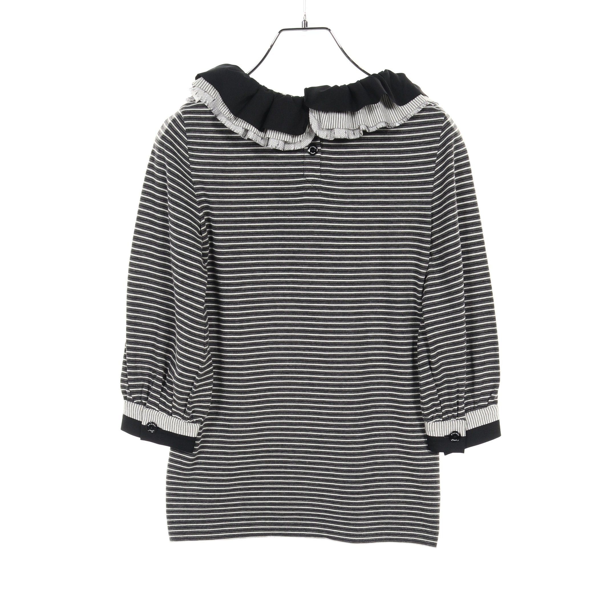 Chanel Chanel Cut And Sew Long Sleeve Stripes Cotton Nylon Black White Frill 08A Size ONE SIZE - 2 Thumbnail