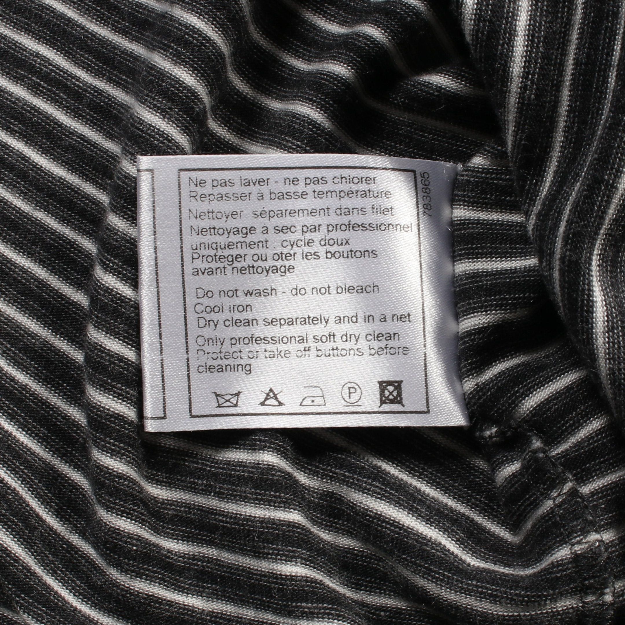 Chanel Chanel Cut And Sew Long Sleeve Stripes Cotton Nylon Black White Frill 08A Size ONE SIZE - 5 Thumbnail