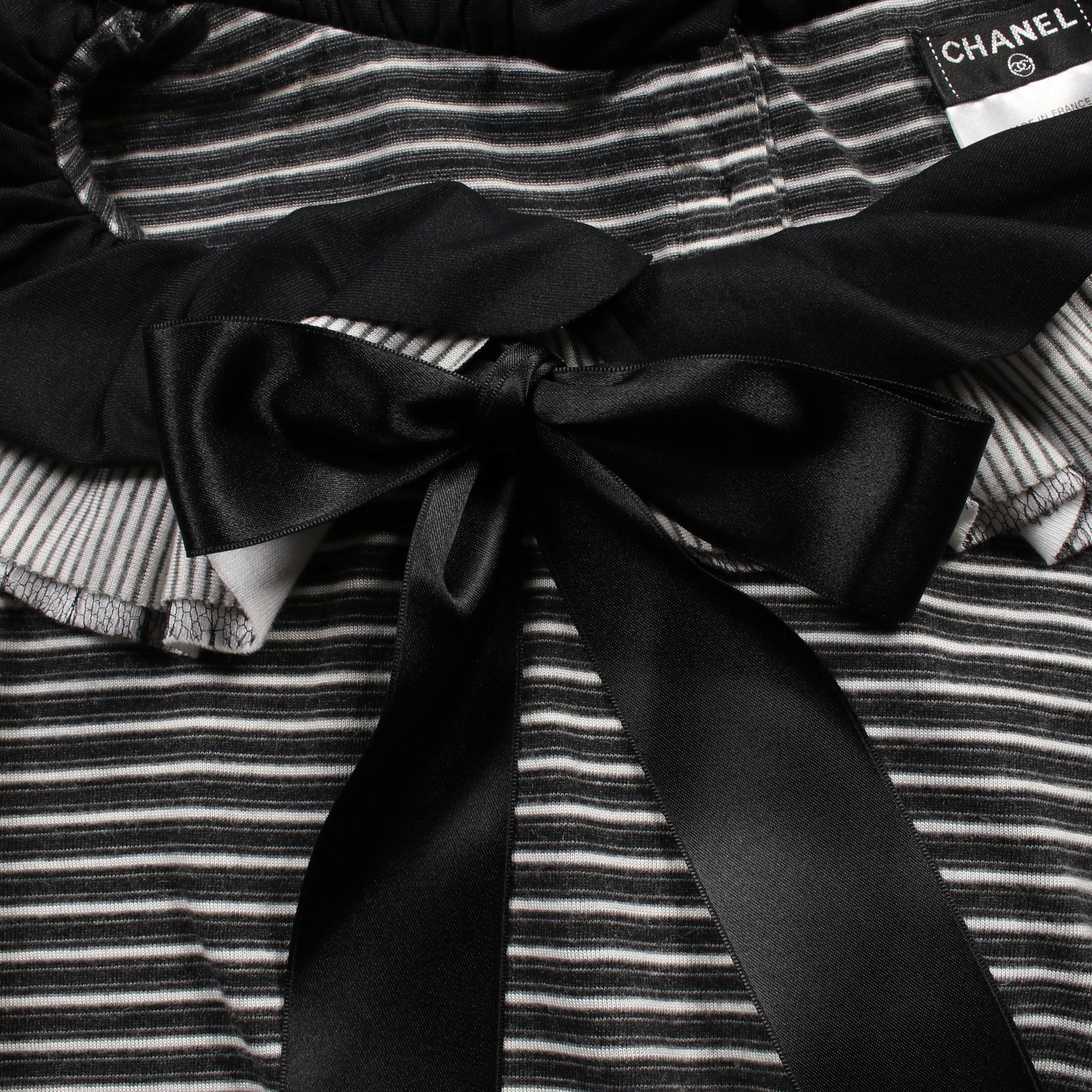 Chanel Chanel Cut And Sew Long Sleeve Stripes Cotton Nylon Black White Frill 08A Size ONE SIZE - 8 Thumbnail