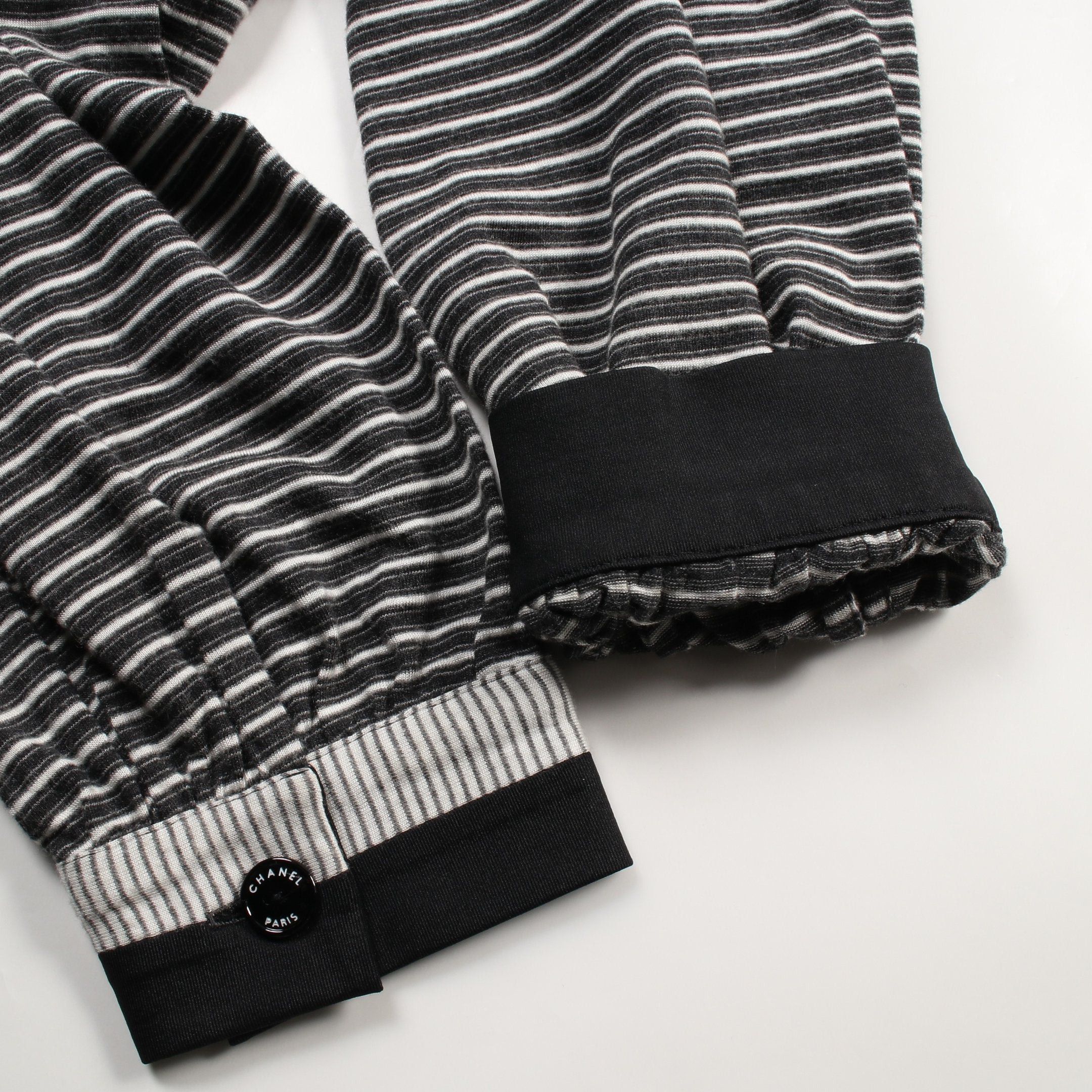 Chanel Chanel Cut And Sew Long Sleeve Stripes Cotton Nylon Black White Frill 08A Size ONE SIZE - 7 Thumbnail