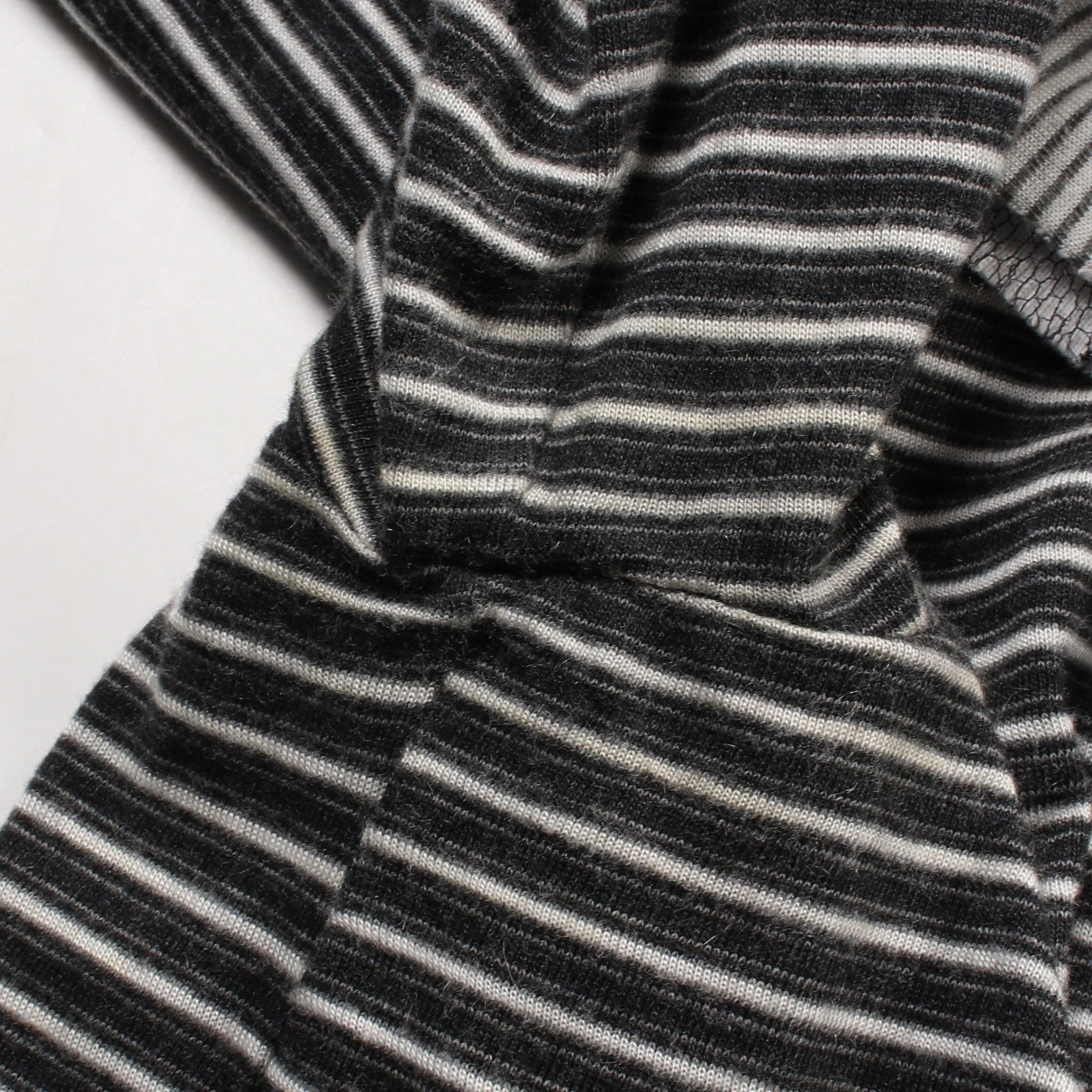 Chanel Chanel Cut And Sew Long Sleeve Stripes Cotton Nylon Black White Frill 08A Size ONE SIZE - 6 Thumbnail