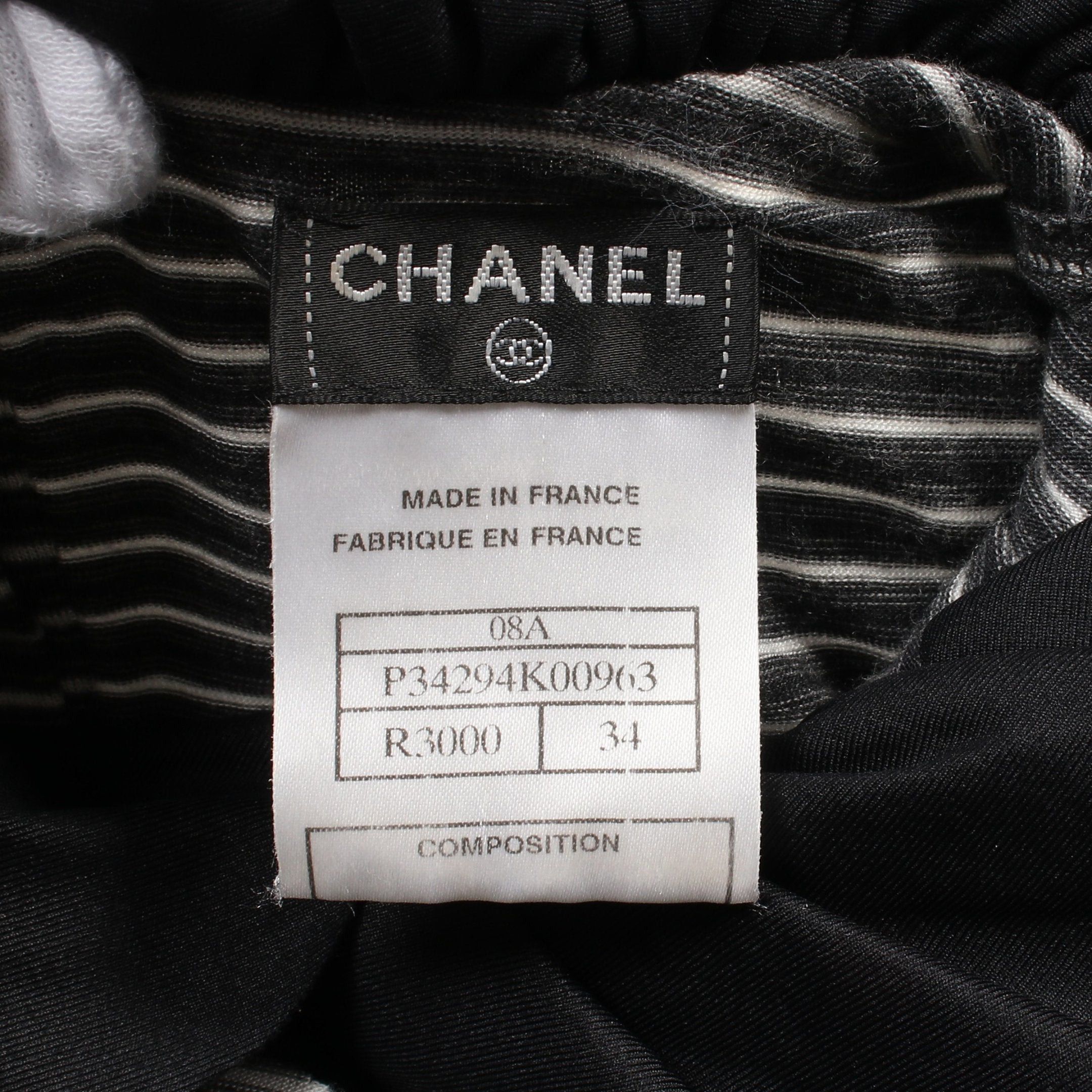 Chanel Chanel Cut And Sew Long Sleeve Stripes Cotton Nylon Black White Frill 08A Size ONE SIZE - 3 Thumbnail