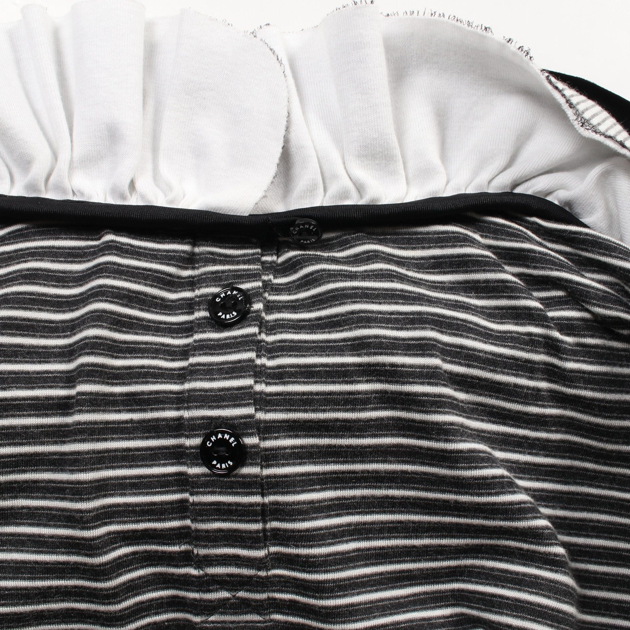 Chanel Chanel Cut And Sew Long Sleeve Stripes Cotton Nylon Black White Frill 08A Size ONE SIZE - 11 Thumbnail