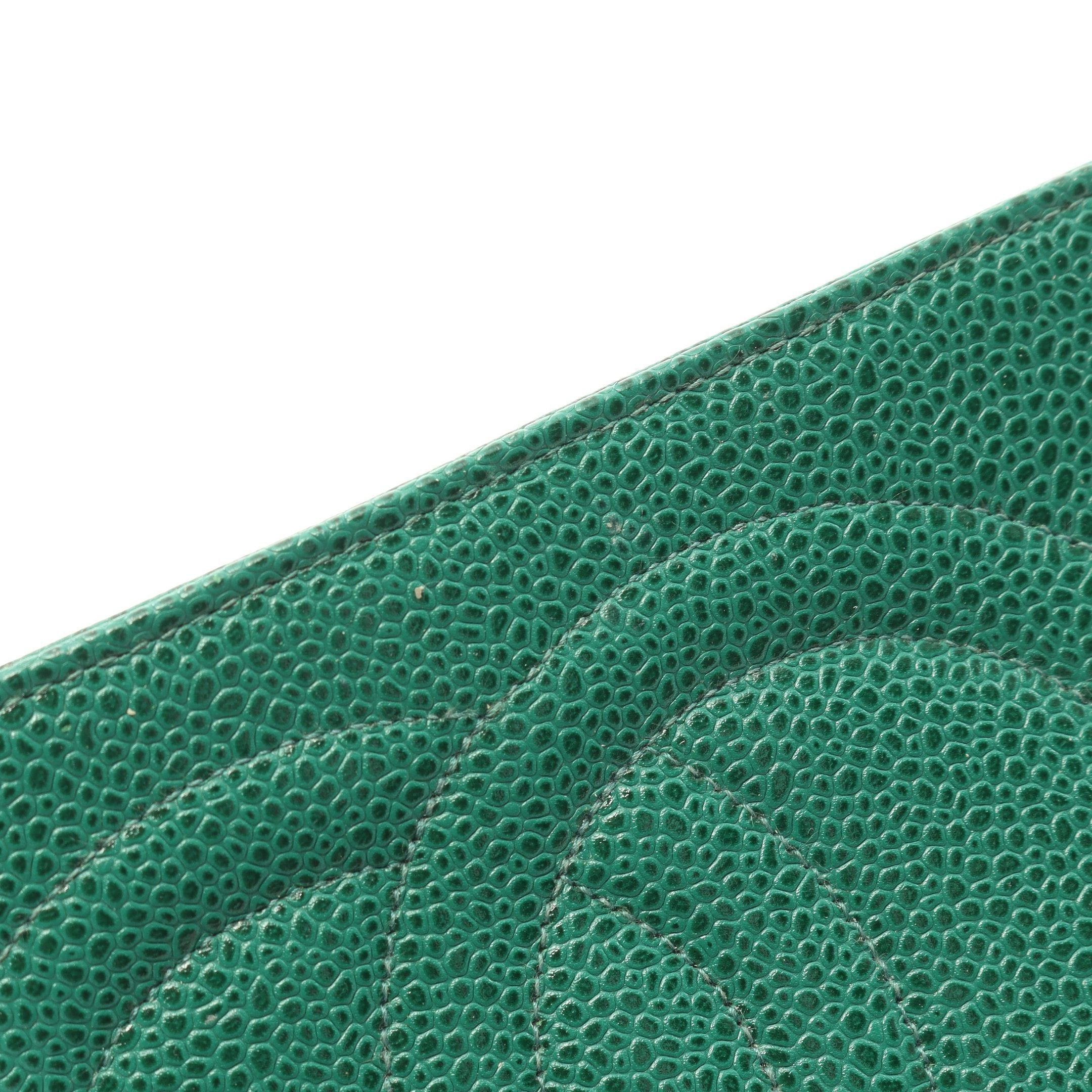 Chanel Chanel Big Coco Mark Pouch Caviar Skin Green Gold Hardware Size ONE SIZE - 8 Thumbnail
