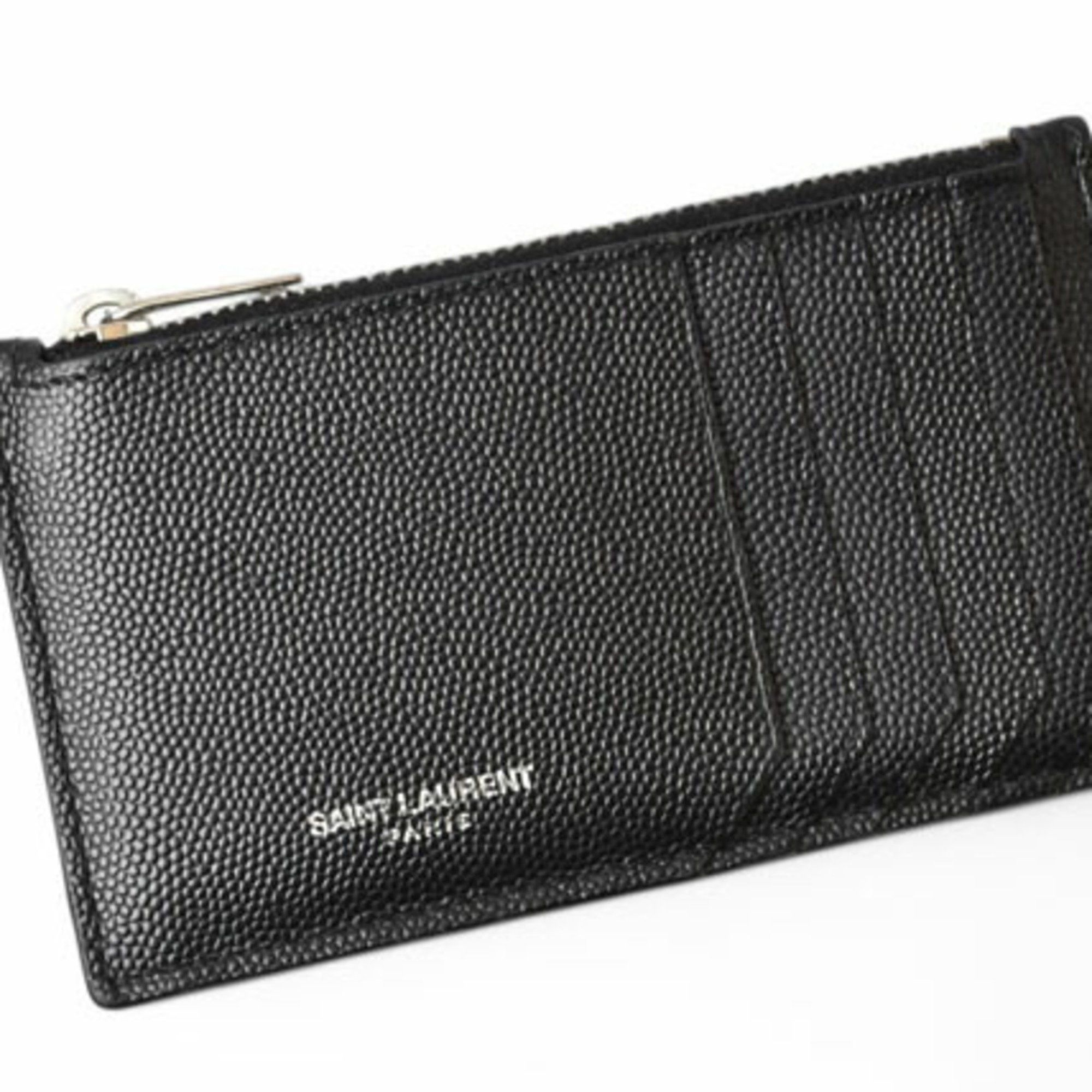 Yves Saint Laurent Yves Saint Laurent YSL SAINT LAURENT PARIS Coin Case Card Ship Pouch Calf Leather Black 458589 Size ONE SIZE - 3 Thumbnail
