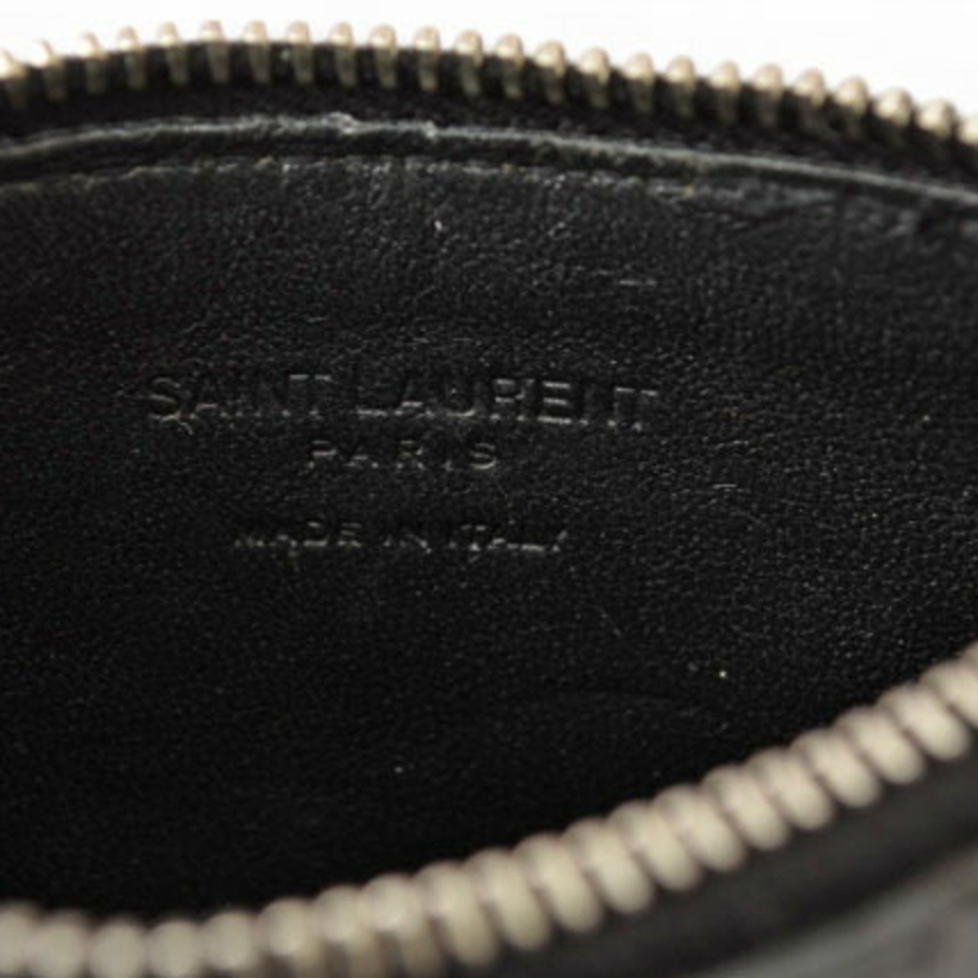 Yves Saint Laurent Yves Saint Laurent YSL SAINT LAURENT PARIS Coin Case Card Ship Pouch Calf Leather Black 458589 Size ONE SIZE - 9 Thumbnail