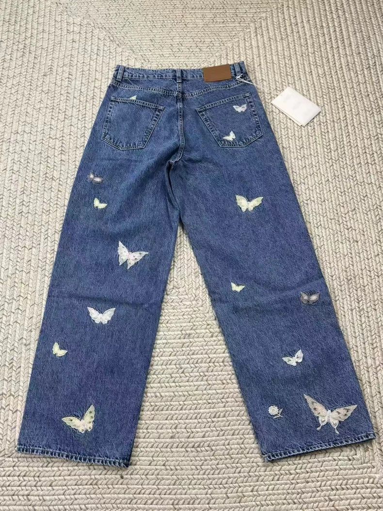 Our Legacy Our Legacy Butterfly Embroidered Denim Pants-dmc Size US 29 - 2 Thumbnail