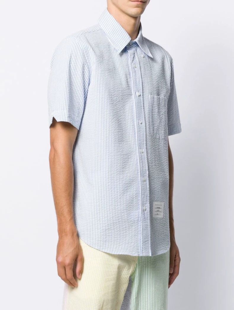Thom Browne Blue Striped Short Sleeve Shirt-dmc Size US S / EU 44-46 / 1 - 6 Thumbnail