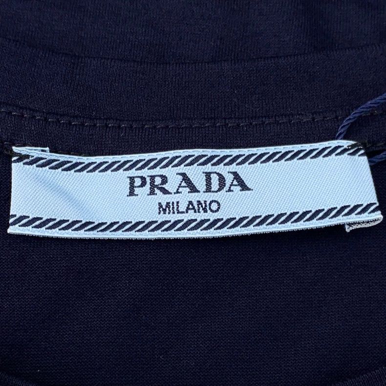 Prada Prada Navy Logo Print Cotton T-Shirt-dmc Size US M / EU 48-50 / 2 - 5 Thumbnail
