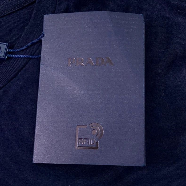 Prada Prada Navy Logo Print Cotton T-Shirt-dmc Size US M / EU 48-50 / 2 - 8 Thumbnail