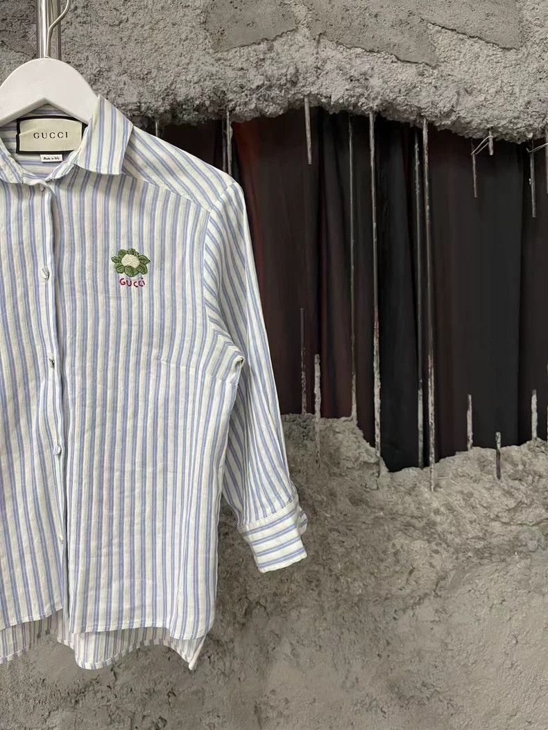 Gucci Gucci Striped Shirt with Logo Embroidery-dmc Size US M / EU 48-50 / 2 - 4 Thumbnail
