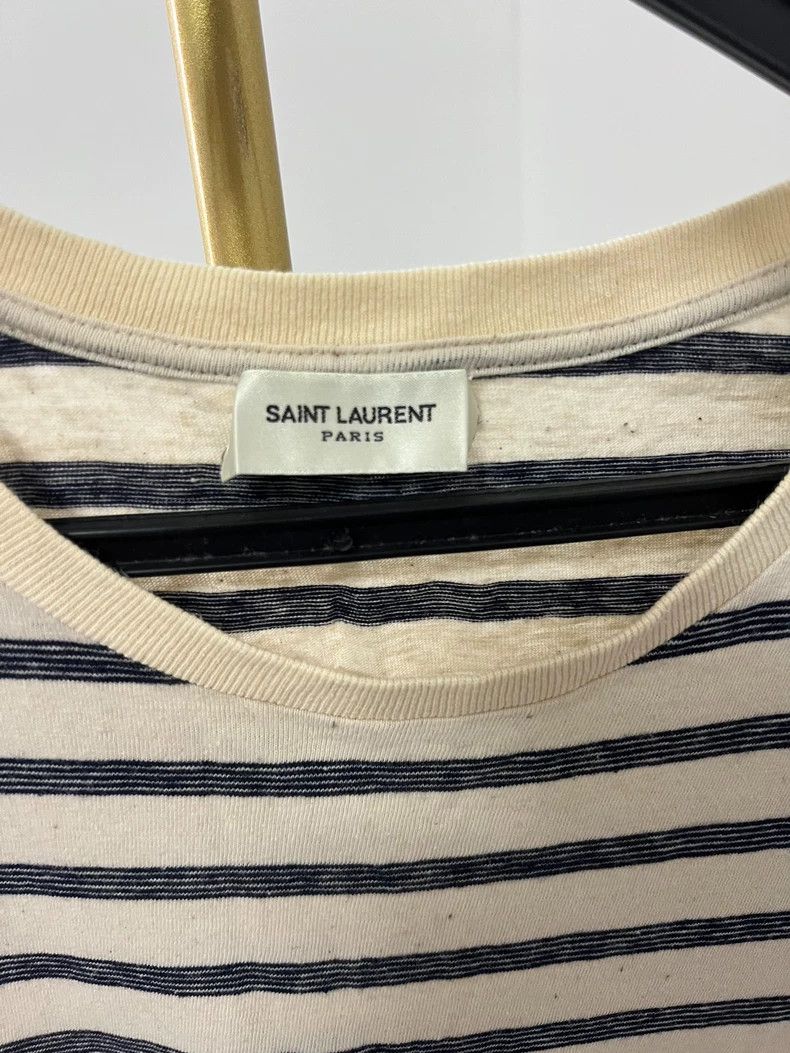Saint Laurent Paris YSL Spring Summer Striped Logo T-Shirt-dmc Size US M / EU 48-50 / 2 - 4 Thumbnail
