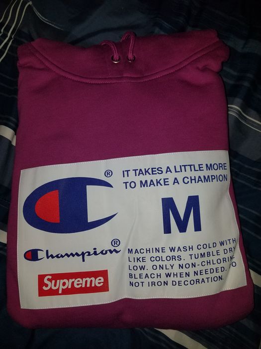 supreme champion label hooded sweatshirt