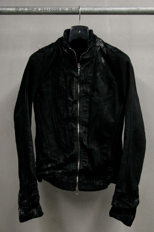 Julius LAST DROP SS10 Black Waxed Destroyed Denim Jacket | Grailed