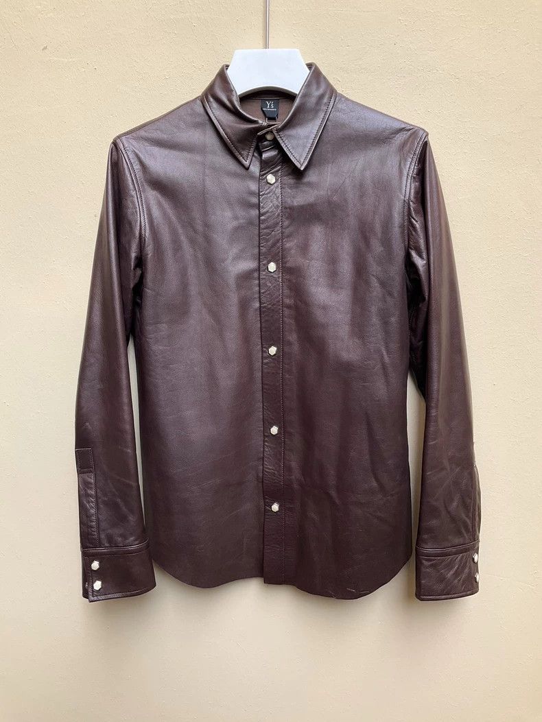 Yohji Yamamoto Brown Leather Shirt by Yohji Yamamoto-dmc Size US M / EU 48-50 / 2 - 2 Thumbnail