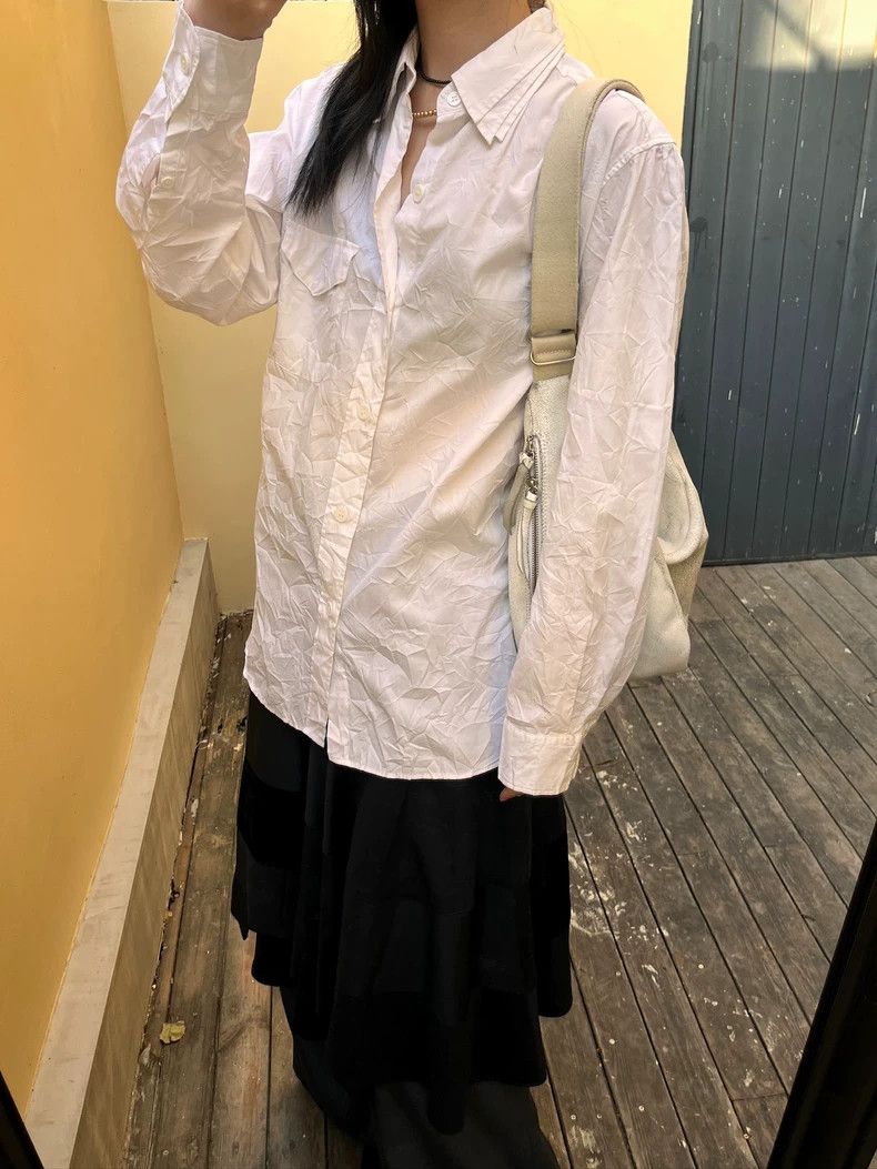Yohji Yamamoto Stylish White Wrinkled Shirt by Yohji Yamamoto-dmc Size US M / EU 48-50 / 2 - 3 Thumbnail