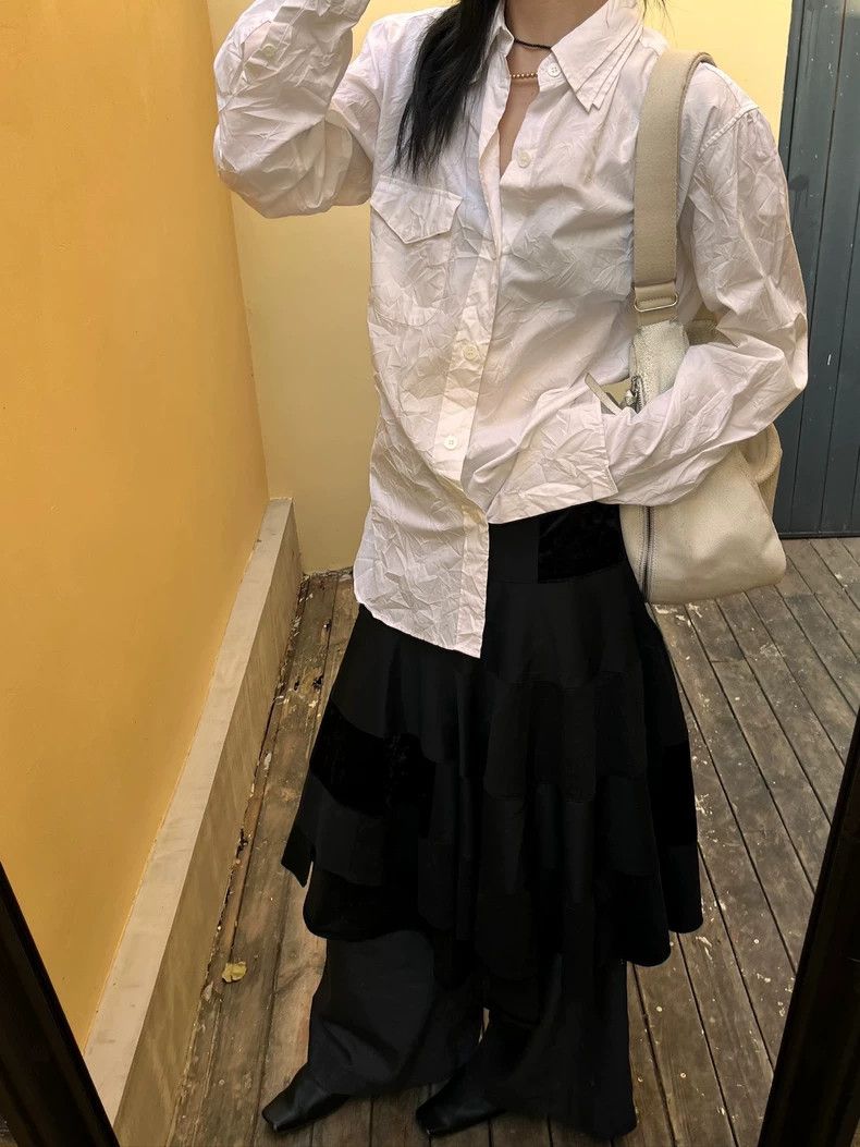 Yohji Yamamoto Stylish White Wrinkled Shirt by Yohji Yamamoto-dmc Size US M / EU 48-50 / 2 - 2 Thumbnail