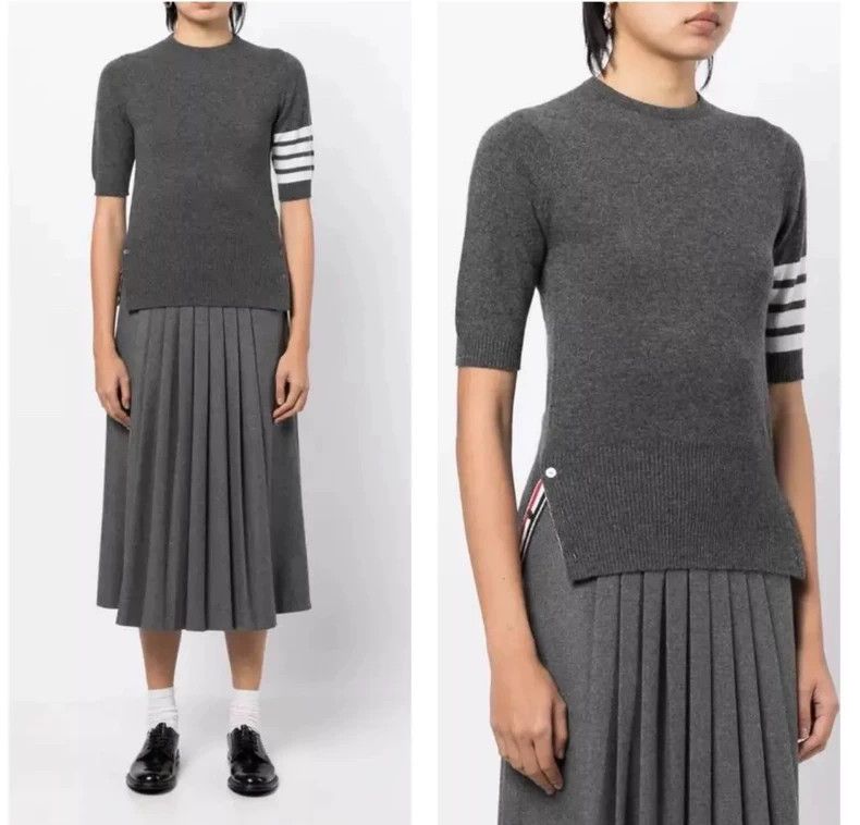 Thom Browne Short-sleeve Gray Cashmere Sweater-dmc Size US S / EU 44-46 / 1 - 5 Thumbnail