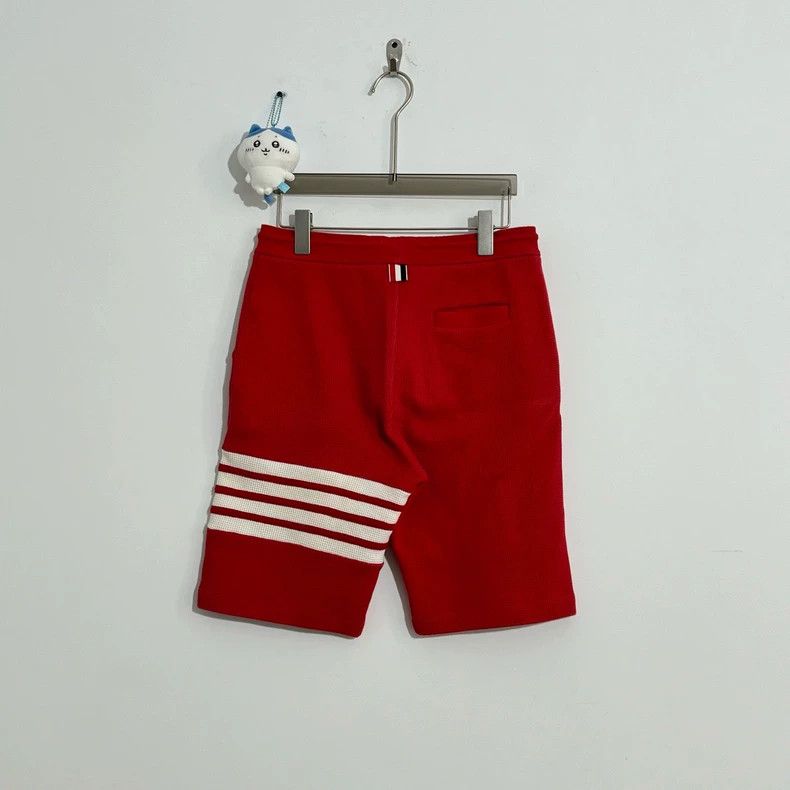 Thom Browne Red Waffle Weave Shorts with Stripes-dmc Size US 32 / EU 48 - 3 Thumbnail