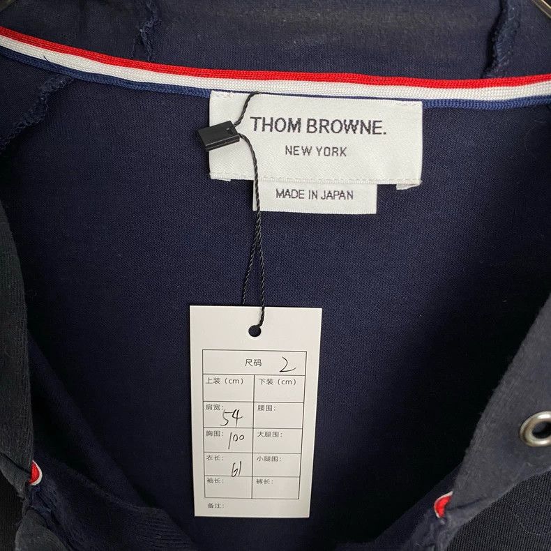Thom Browne Navy Zip-Up Hoodie by Thom Browne-dmc Size US M / EU 48-50 / 2 - 2 Thumbnail