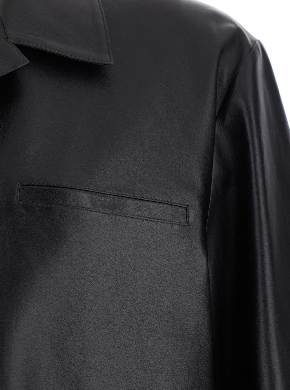 ARMA 'Cave' Black Oversize Shirt with Notched Collar in Leather Man Size US XL / EU 56 / 4 - 3 Thumbnail