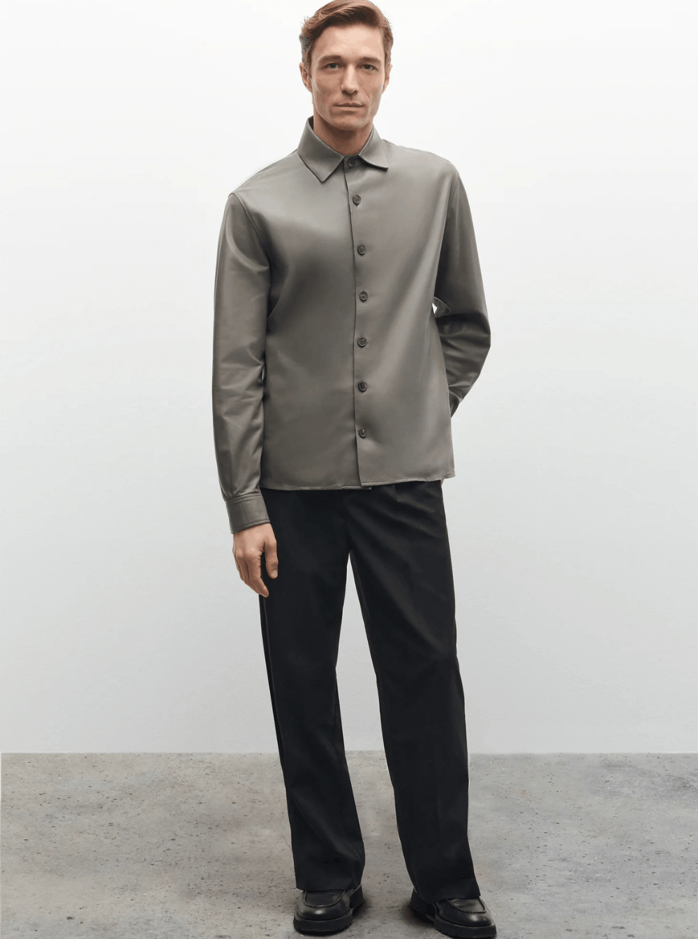ARMA 'Lush' Black Shirt with Classic Collar and Contrasting Buttons in Leather Man Size US M / EU 48-50 / 2 - 4 Thumbnail