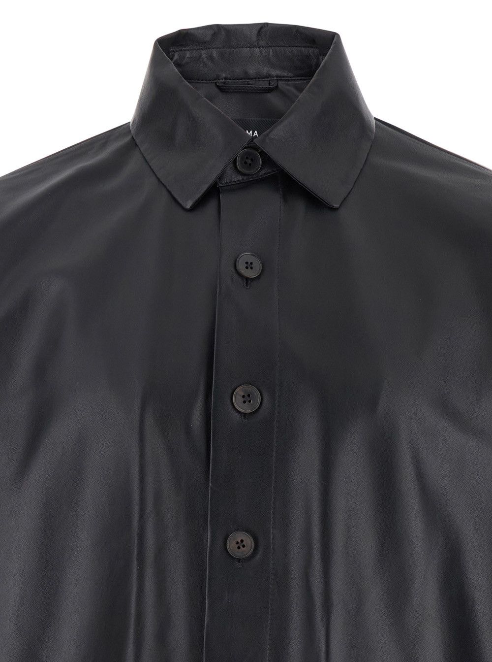 ARMA 'Lush' Black Shirt with Classic Collar and Contrasting Buttons in Leather Man Size US M / EU 48-50 / 2 - 3 Thumbnail
