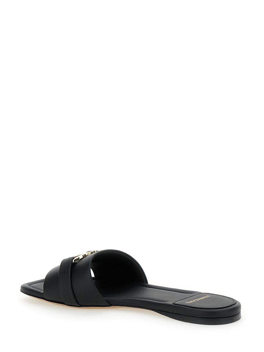 Salvatore Ferragamo 'Leah' Black Sandals with Gancini Plate on Front in Leather Woman Size US 8 / IT 38 - 3 Thumbnail