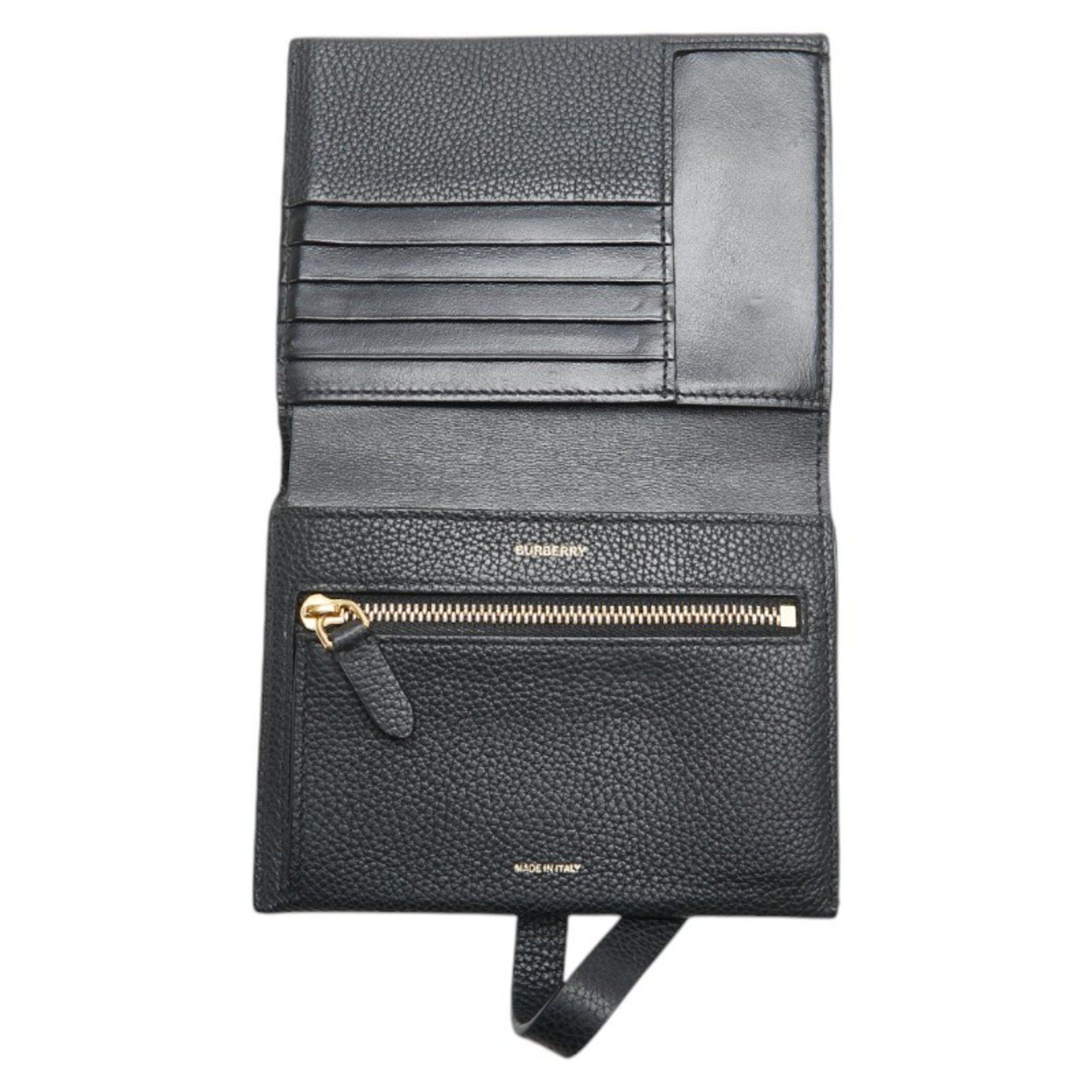 Burberry Burberry TB Bi-fold Wallet Black Leather Women's BURBERRY Size ONE SIZE - 4 Thumbnail