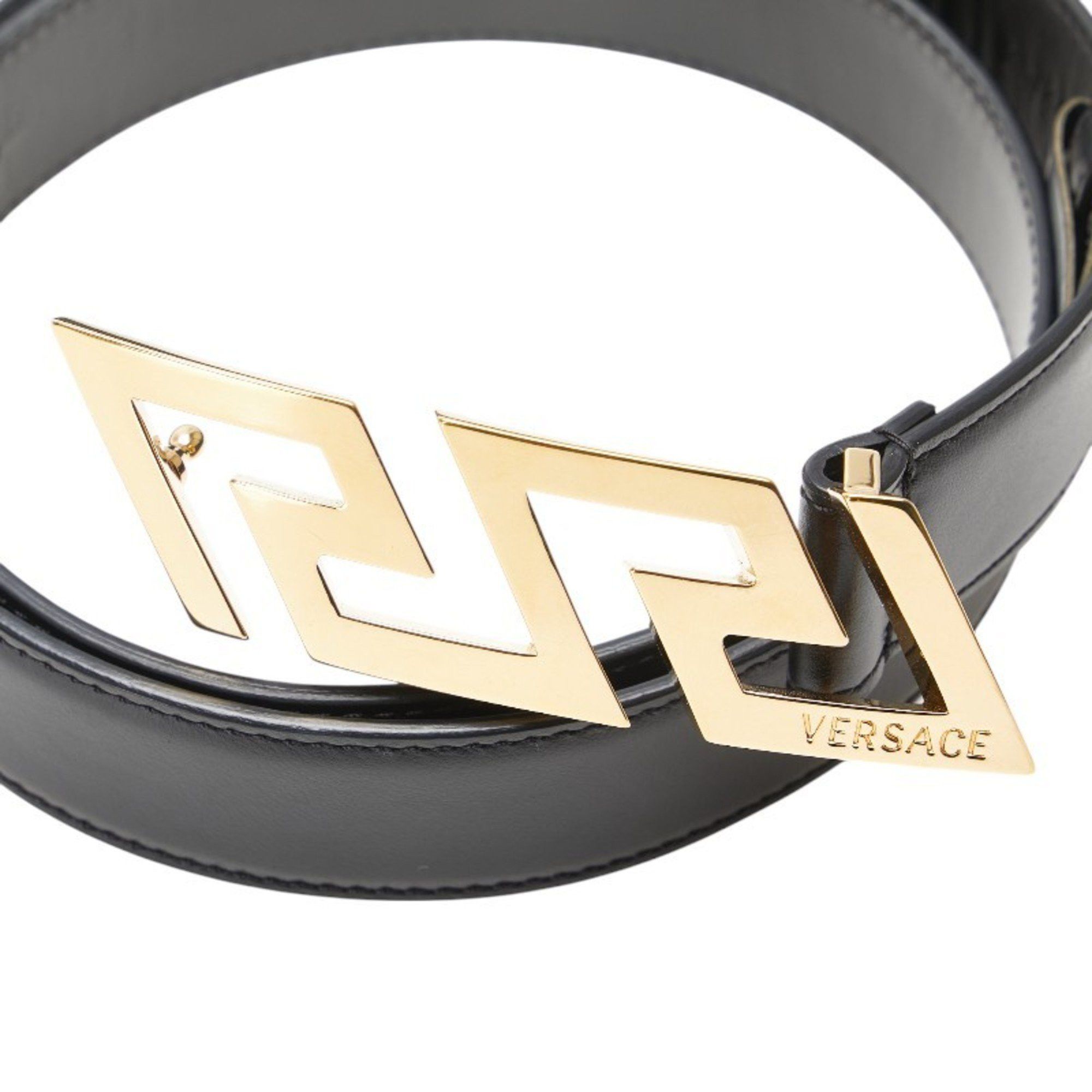 Versace Versace Greca Belt Size: 85/34 Black Gold Leather Plated Men's VERSACE Size ONE SIZE - 4 Thumbnail