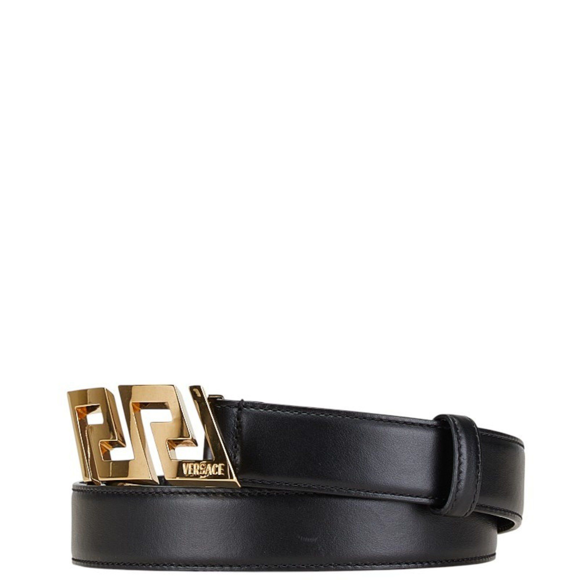 Versace Versace Greca Belt Size: 85/34 Black Gold Leather Plated Men's VERSACE Size ONE SIZE - 2 Thumbnail