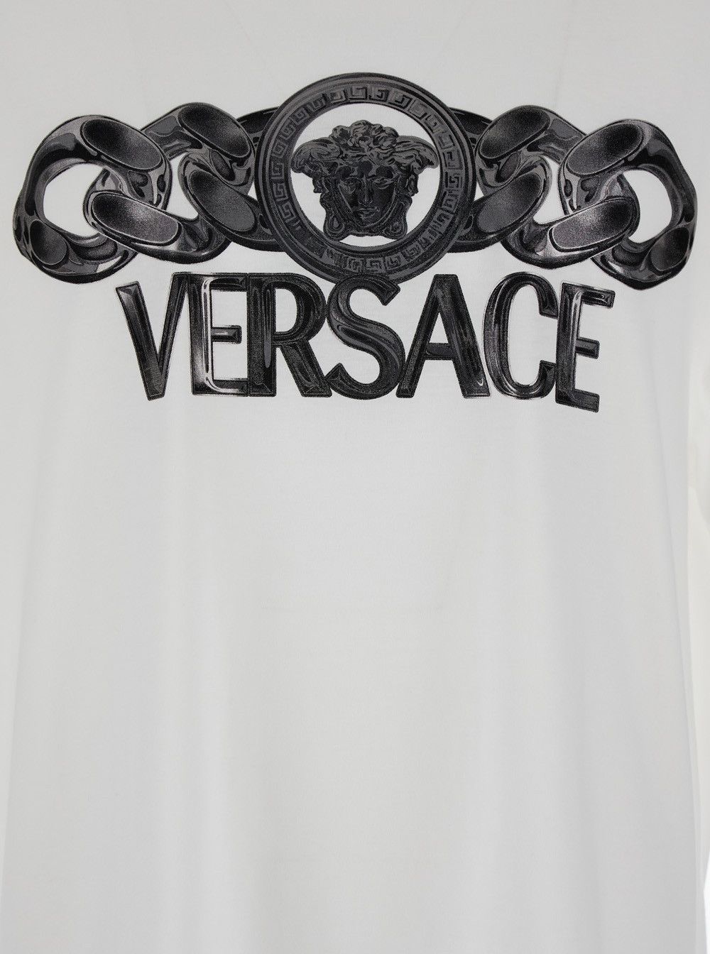 Versace White T-Shirt with Medusa Head Logo Print on the Front in Cotton Man Size US L / EU 52-54 / 3 - 3 Thumbnail